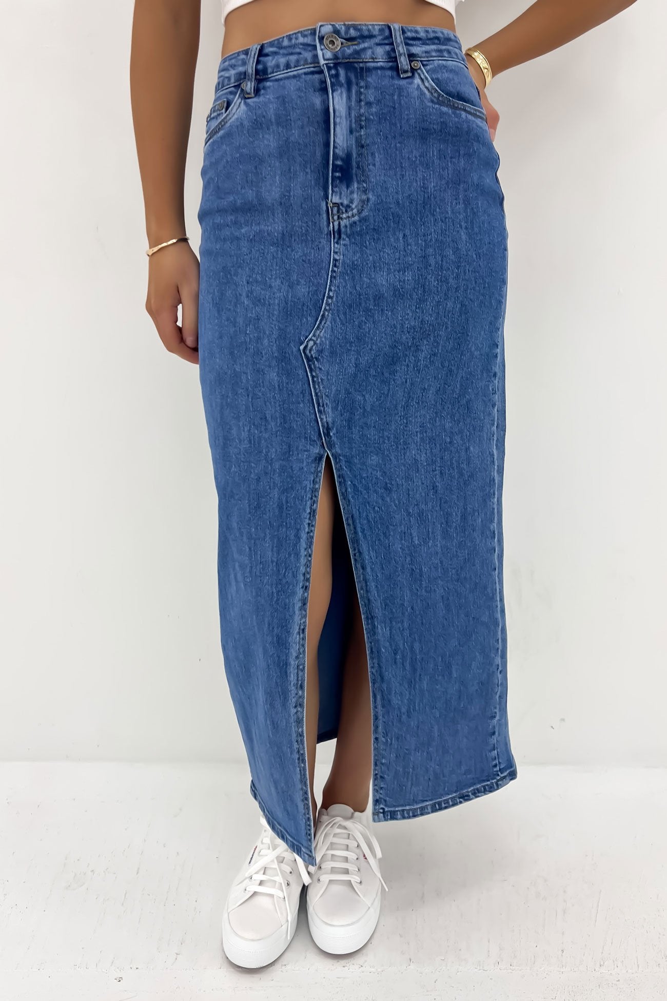 Eva Comfort Maxi Skirt Mid Blue