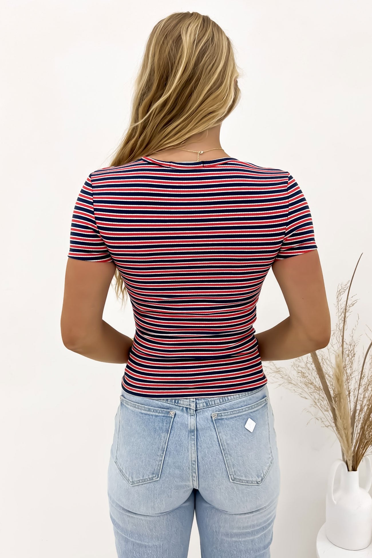 Eve Rib Stripe Tee Navy