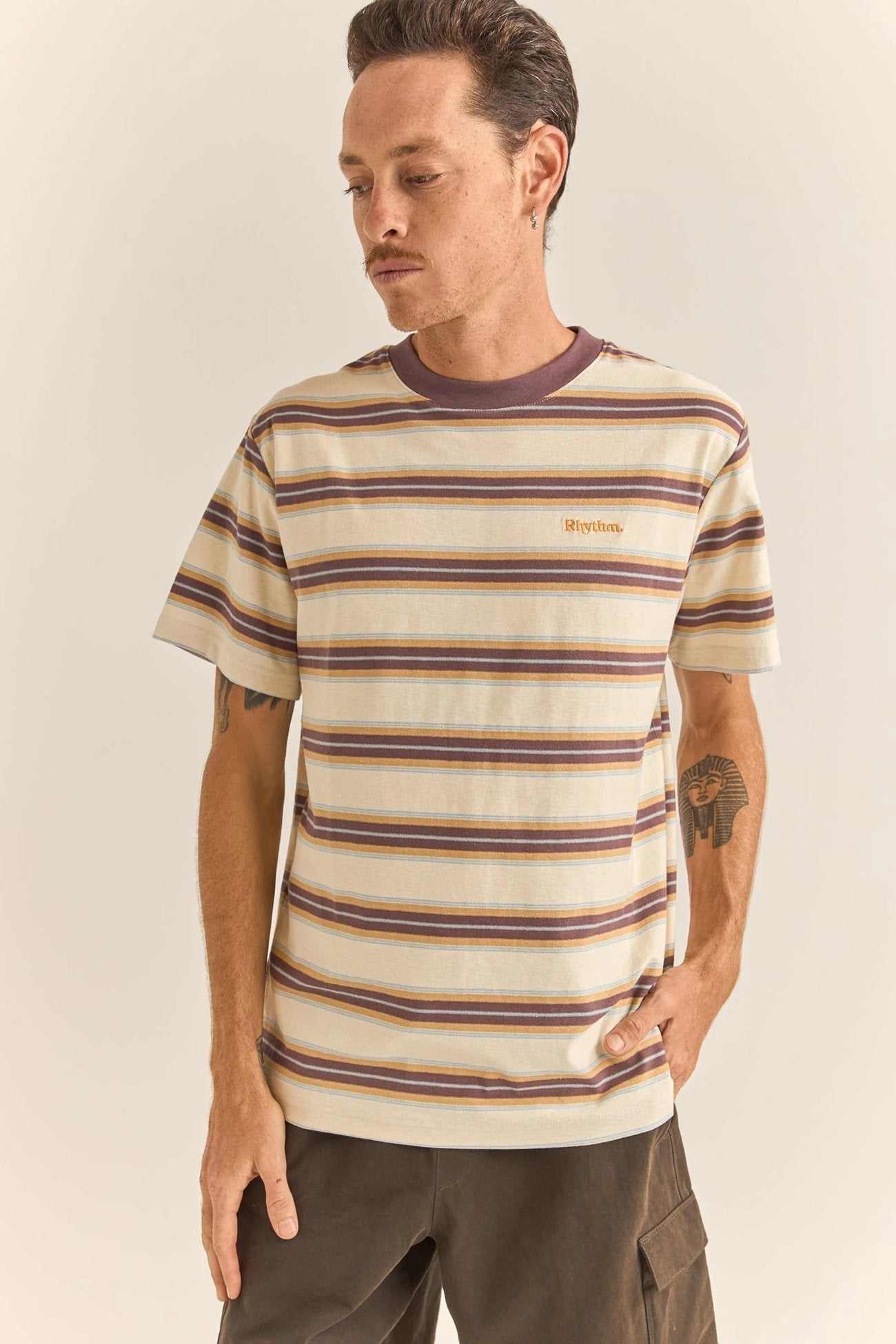 Everyday Stripe Short Sleeve T-Shirt Latte