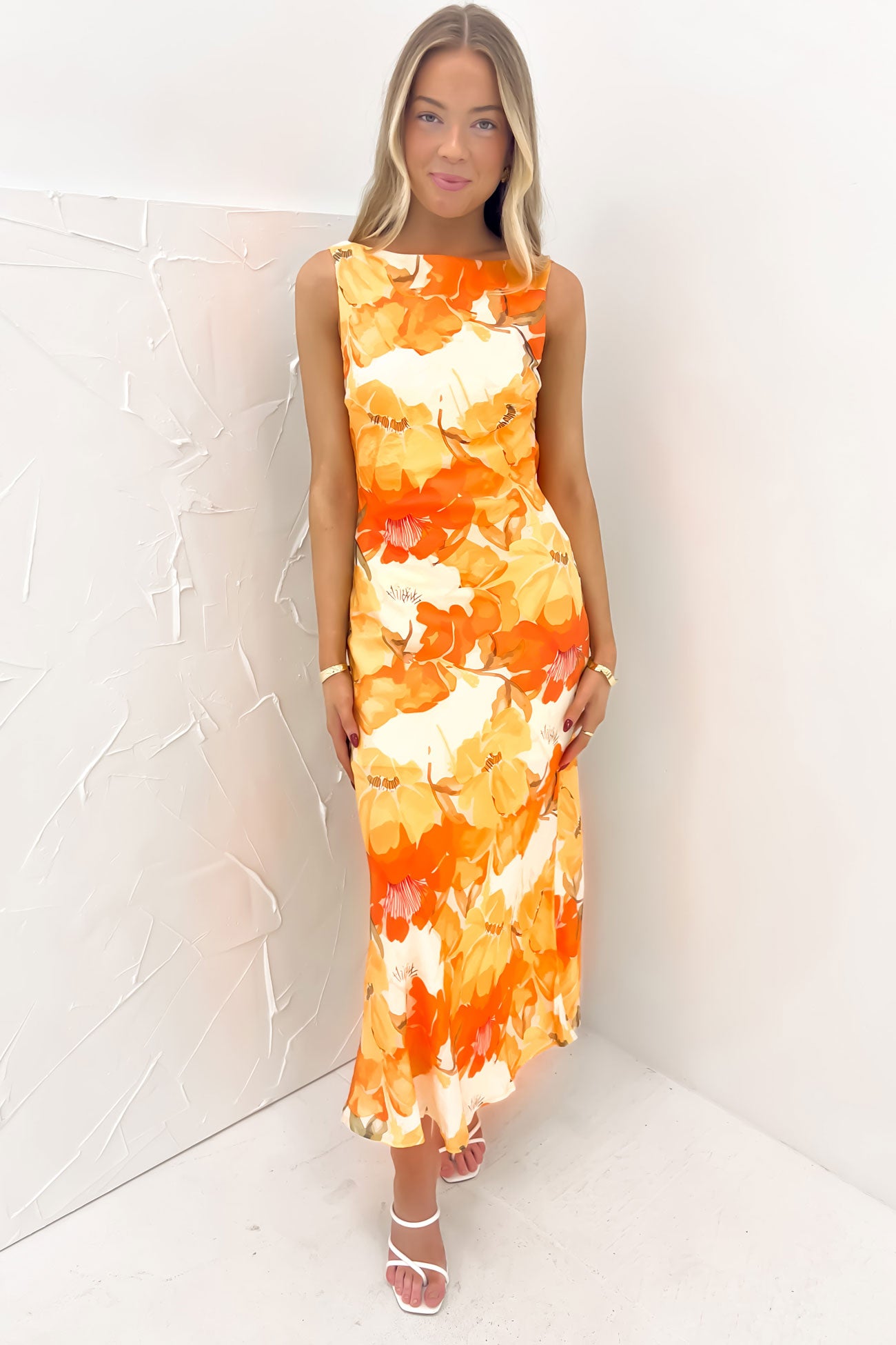 Ezra Maxi Dress Orange Floral