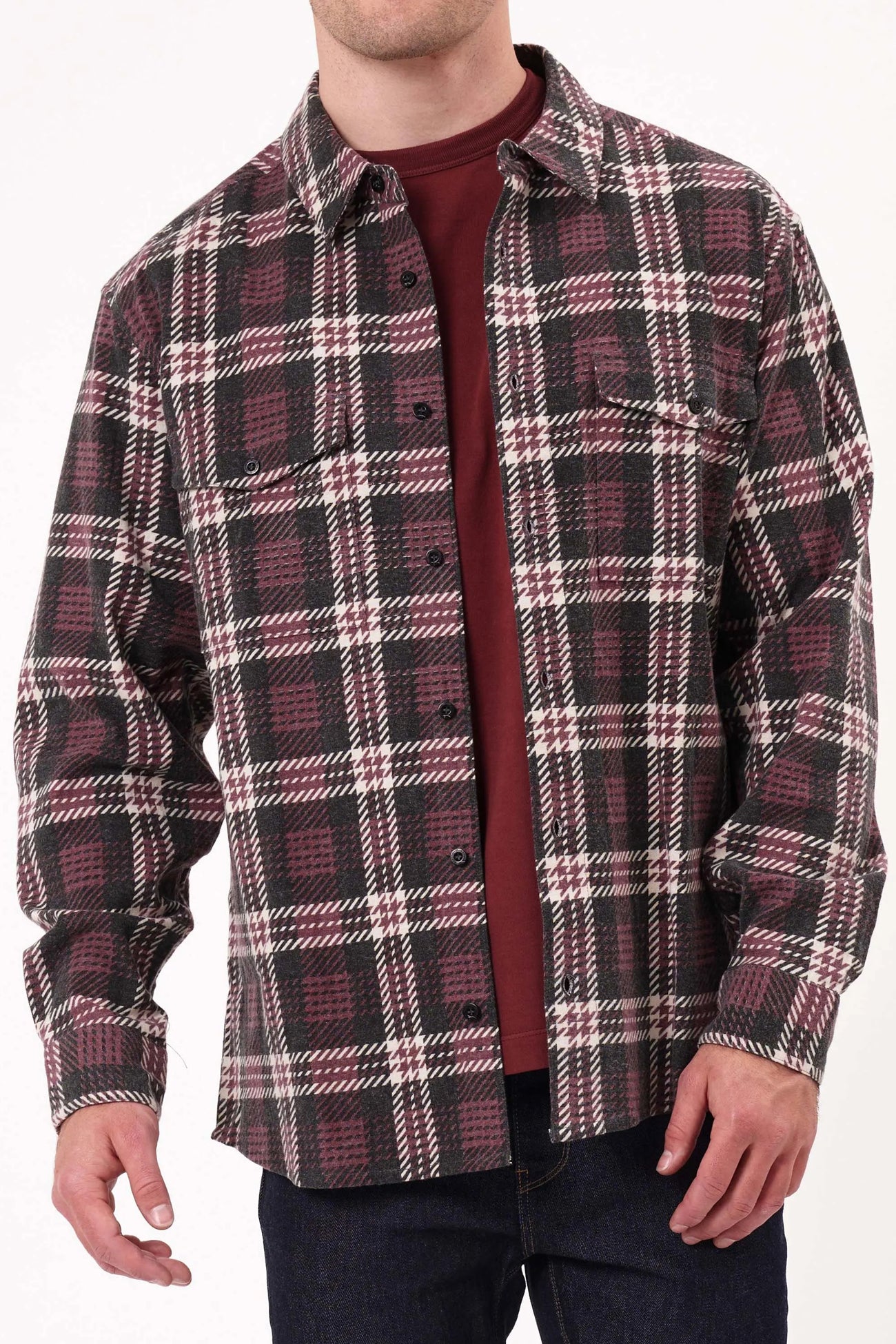 Garret Check Shirt Black Brick