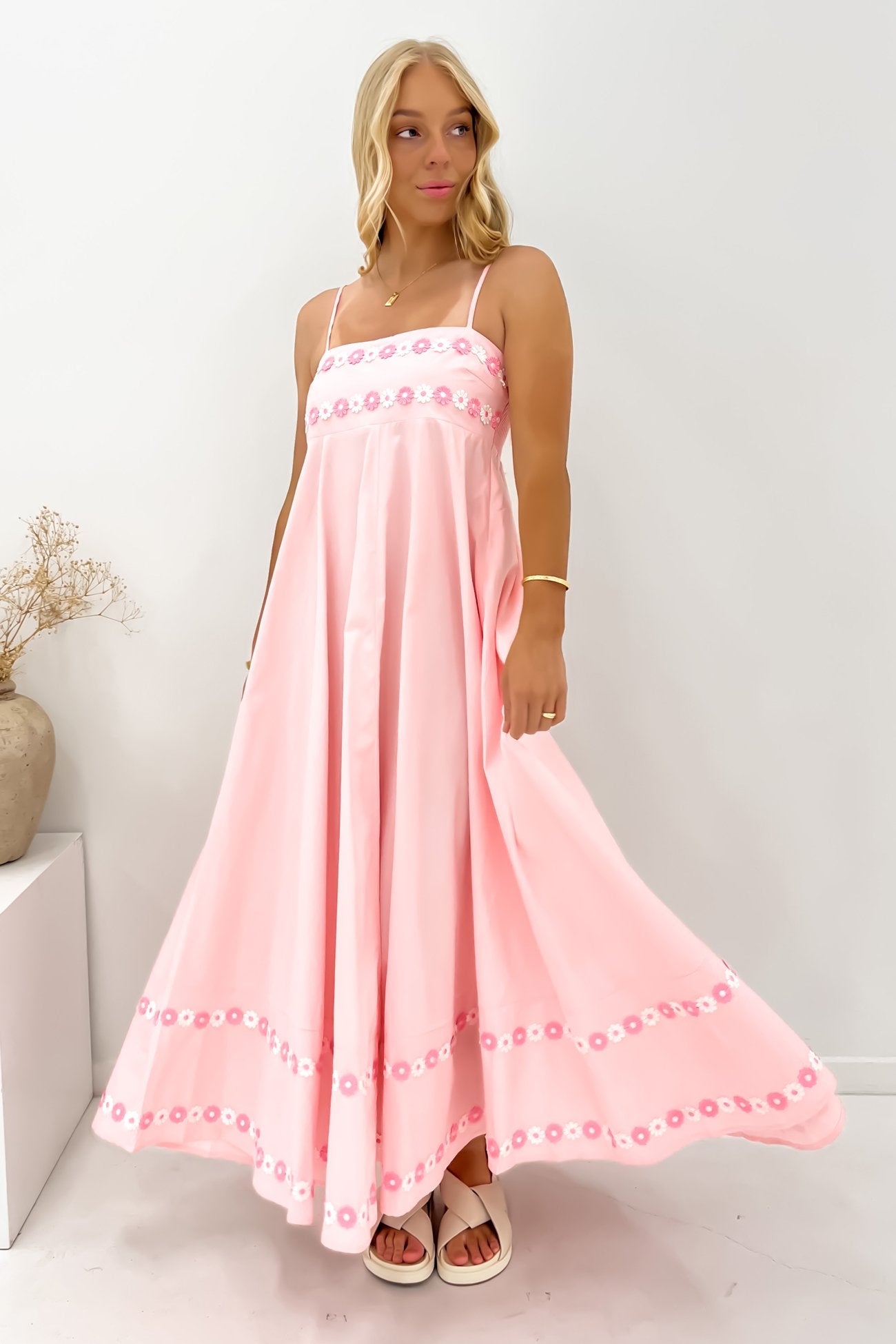 Gemma Maxi Dress Pink Flowers