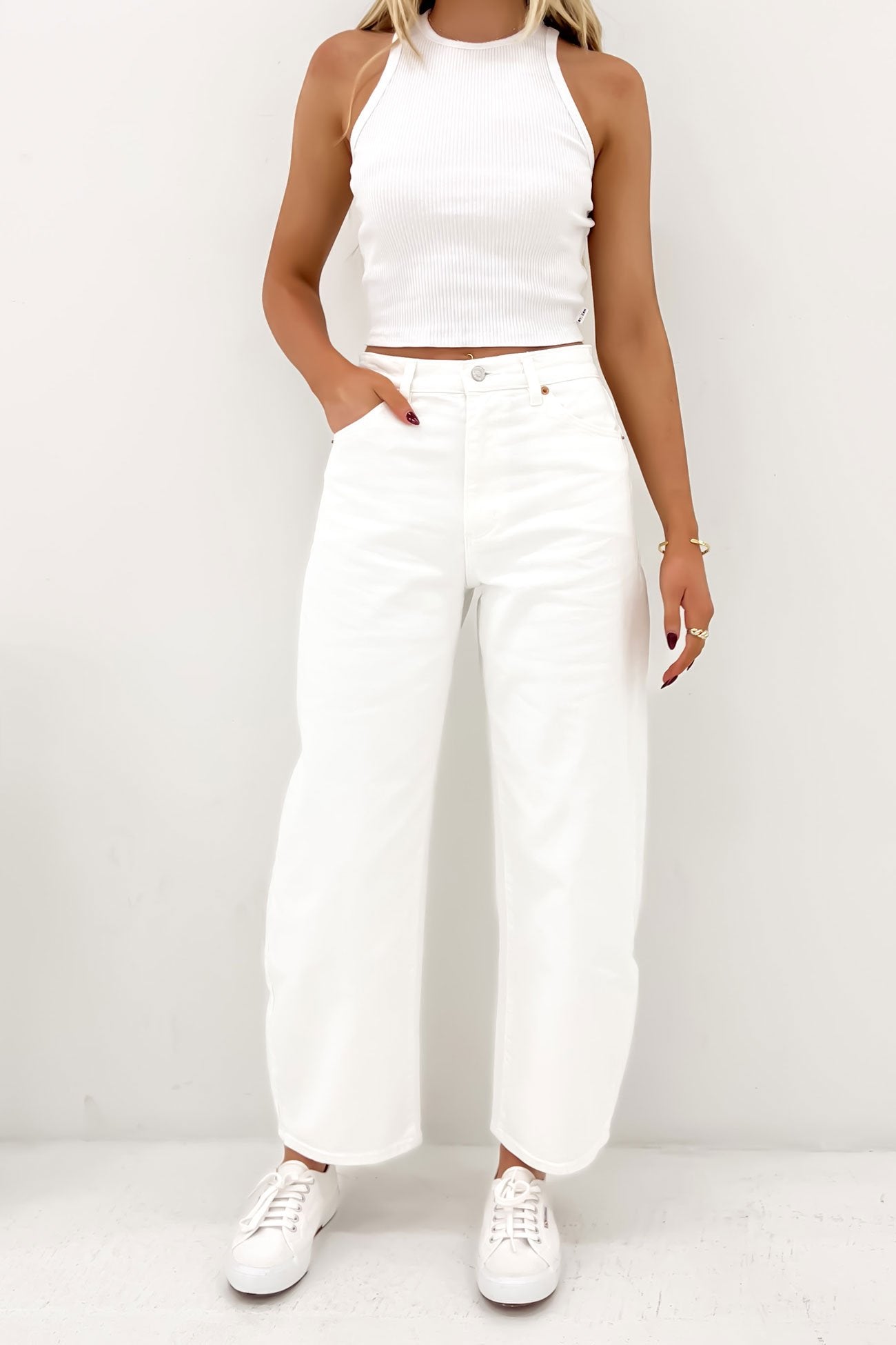 Gigi Barrel Jean Vintage White