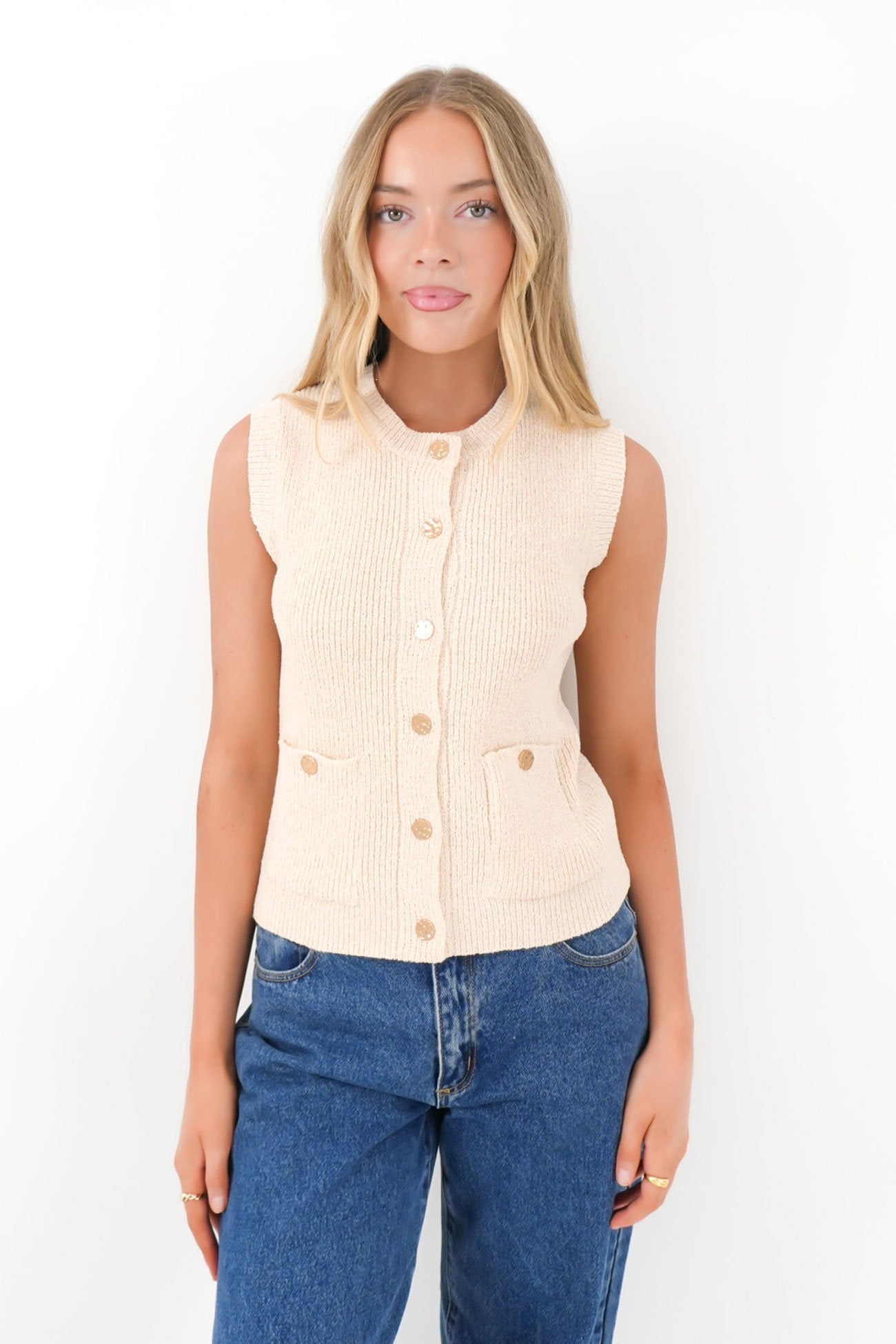 Harden Knit Vest Cream