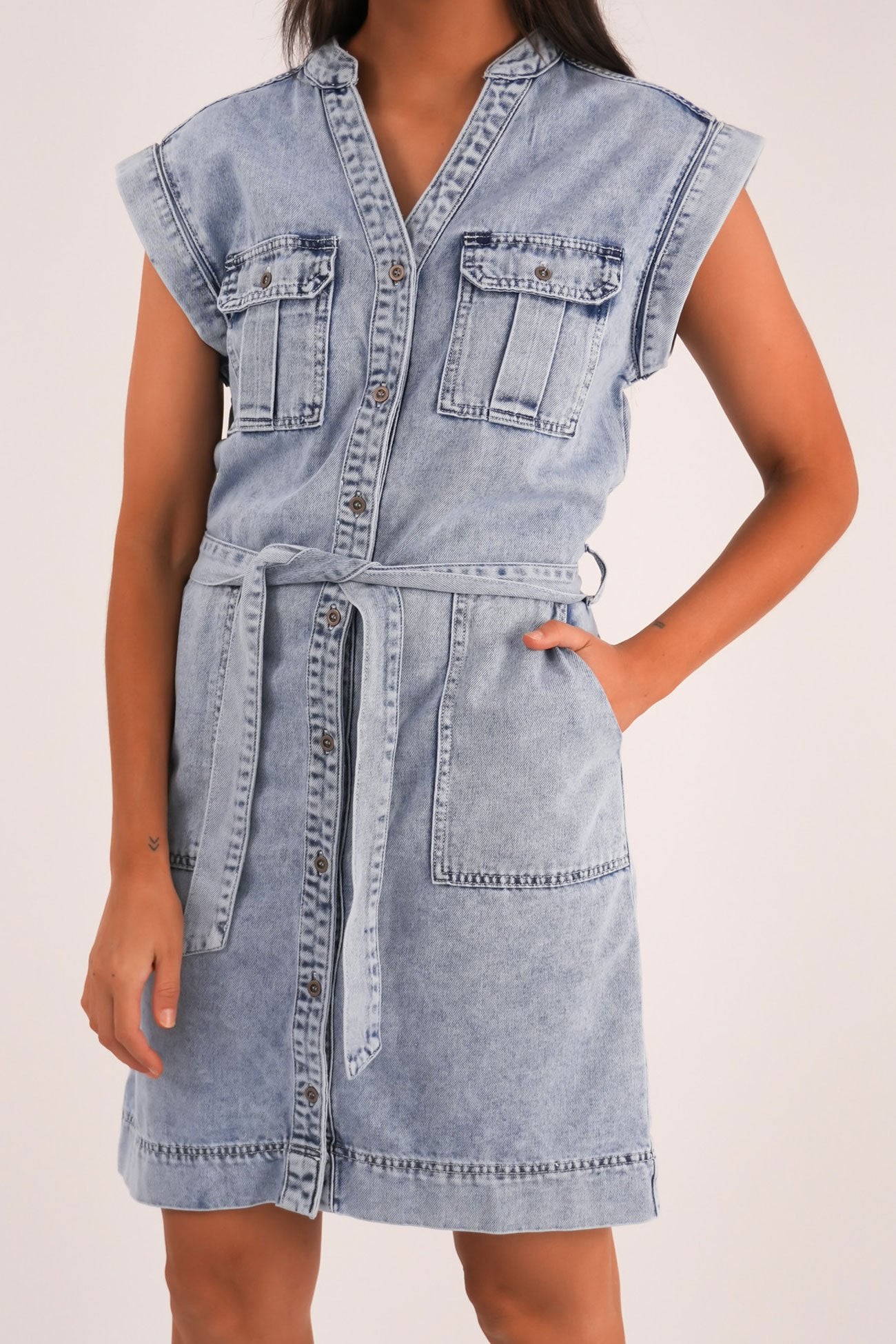 Harlow Denim Dress Light Blue