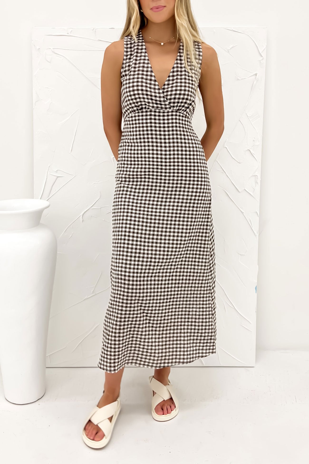 Haven Midi Dress Chocolate Check