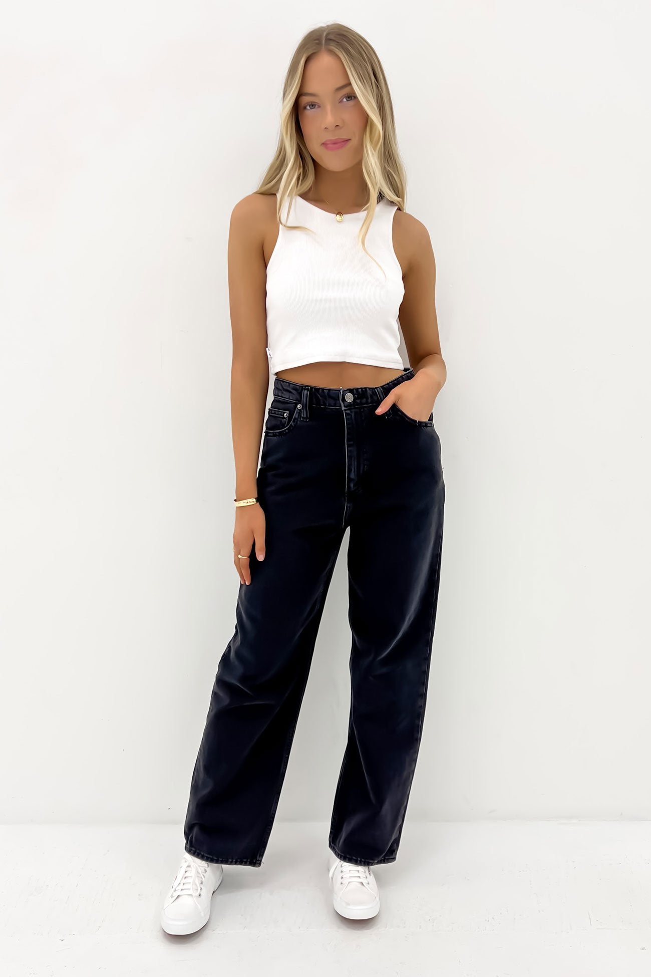 High Baggy Jean Dusted Black Petite