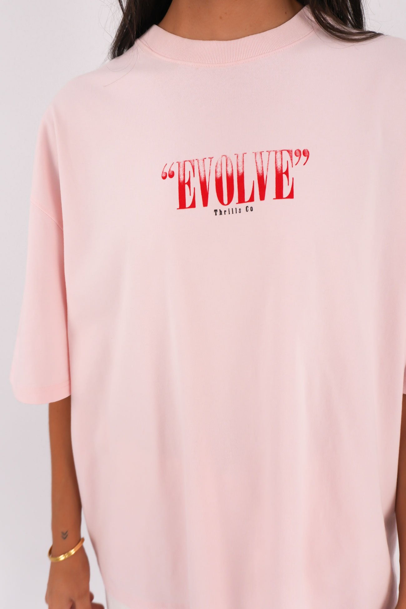 Highly Evolved Oversized Tee Barely Pink