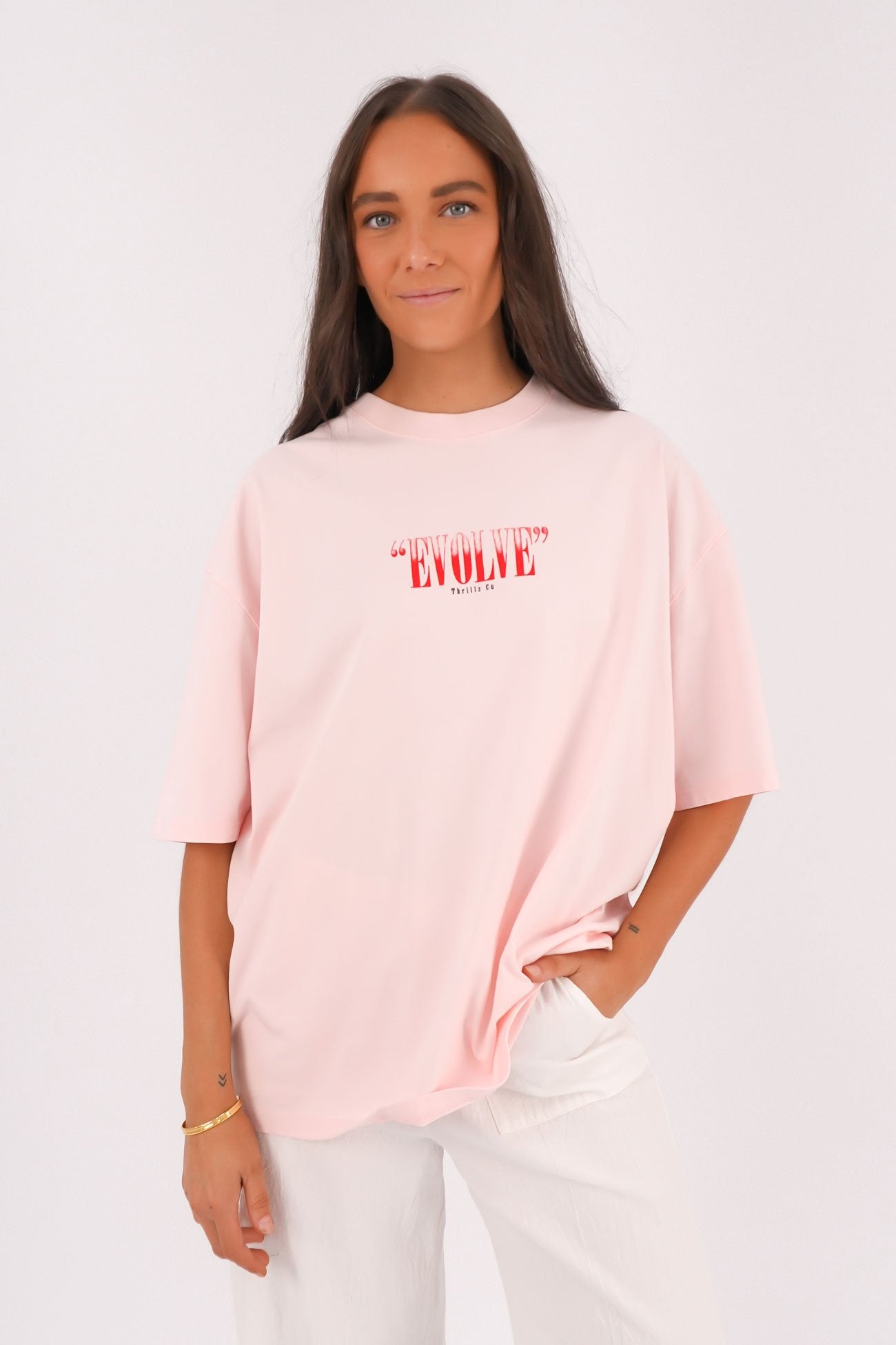 Highly Evolved Oversized Tee Barely Pink