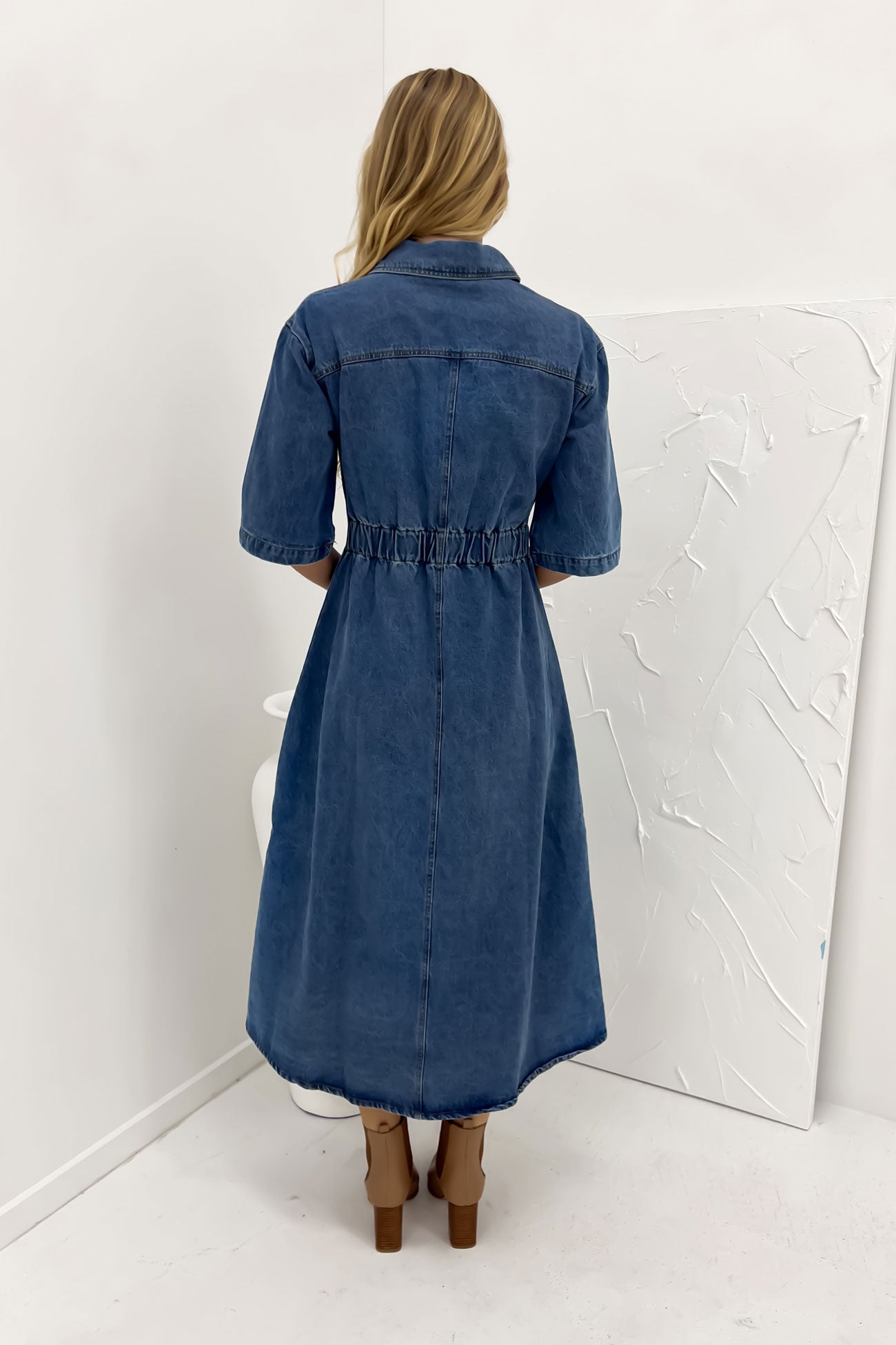 Hunter Denim Midi Dress Mid Blue