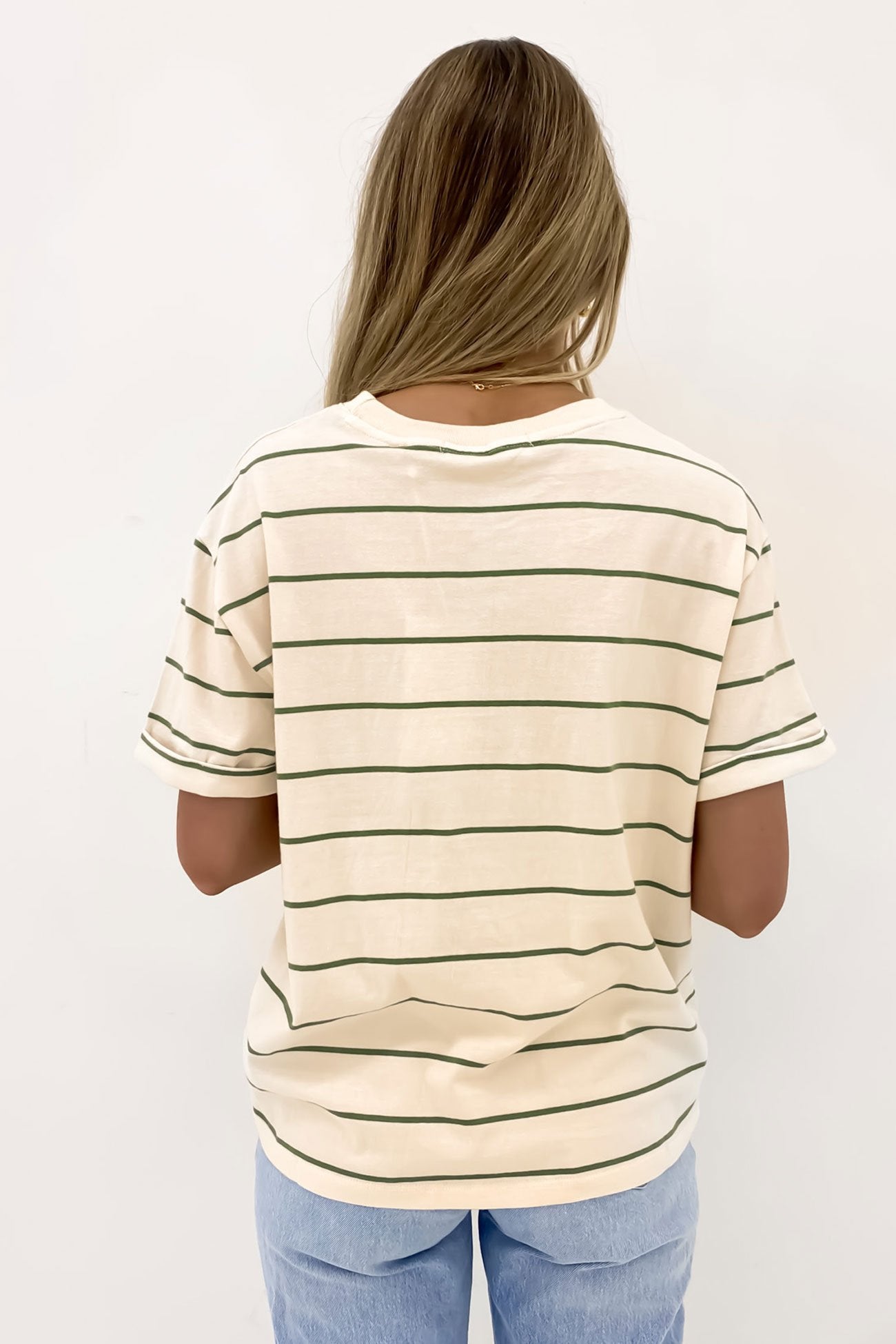 Huntleigh Stripe Tee Fern White Stripe