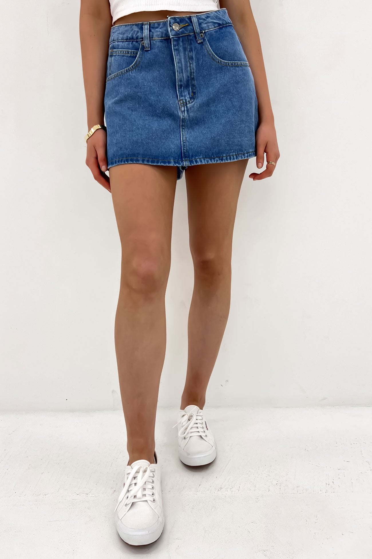 Ivy Denim Skort Mid Blue