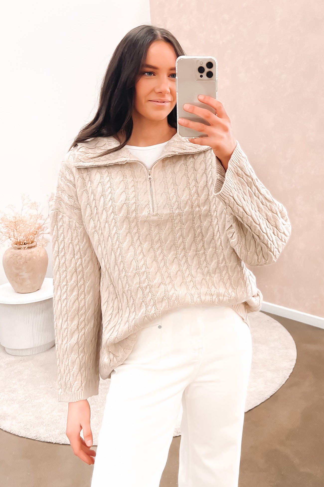 Izak 1/4 Zip Jumper Oatmeal