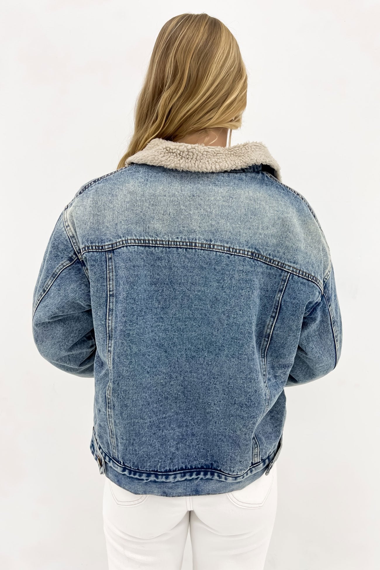 James Denim Sherpa Jacket Mid Blue