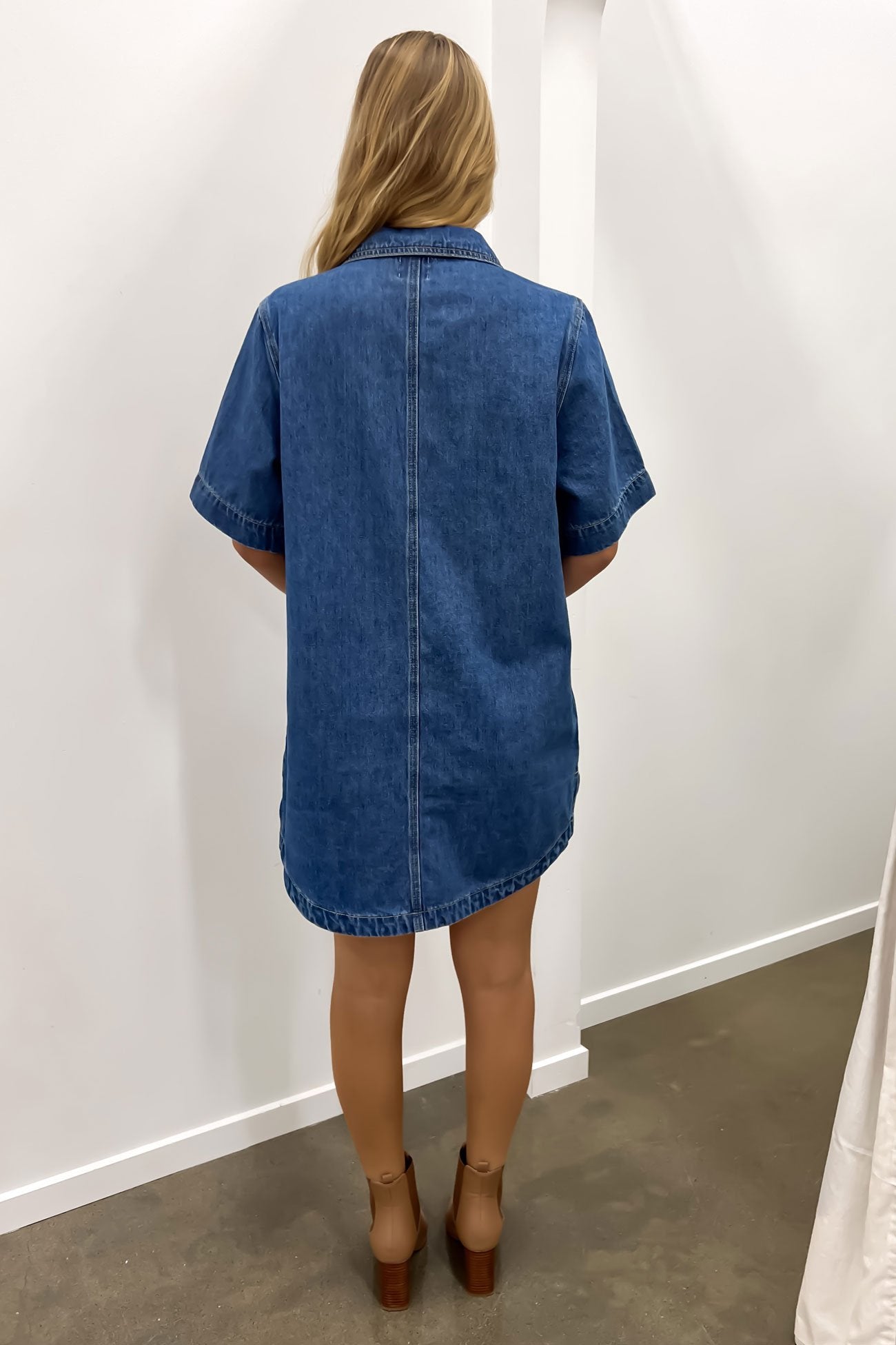 Jess Denim Mini Dress Dark Blue