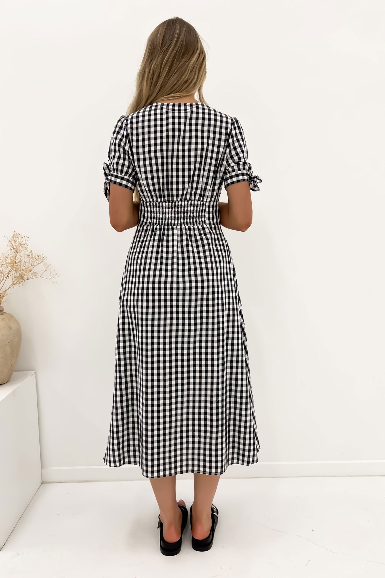 Jessa Midi Dress Black Gingham