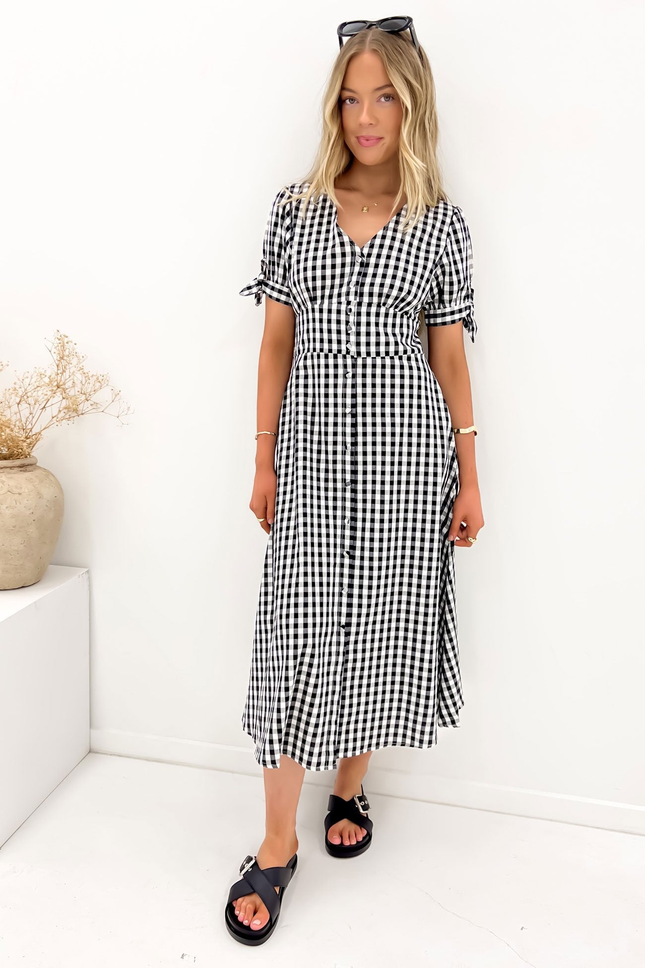 Jessa Midi Dress Black Gingham