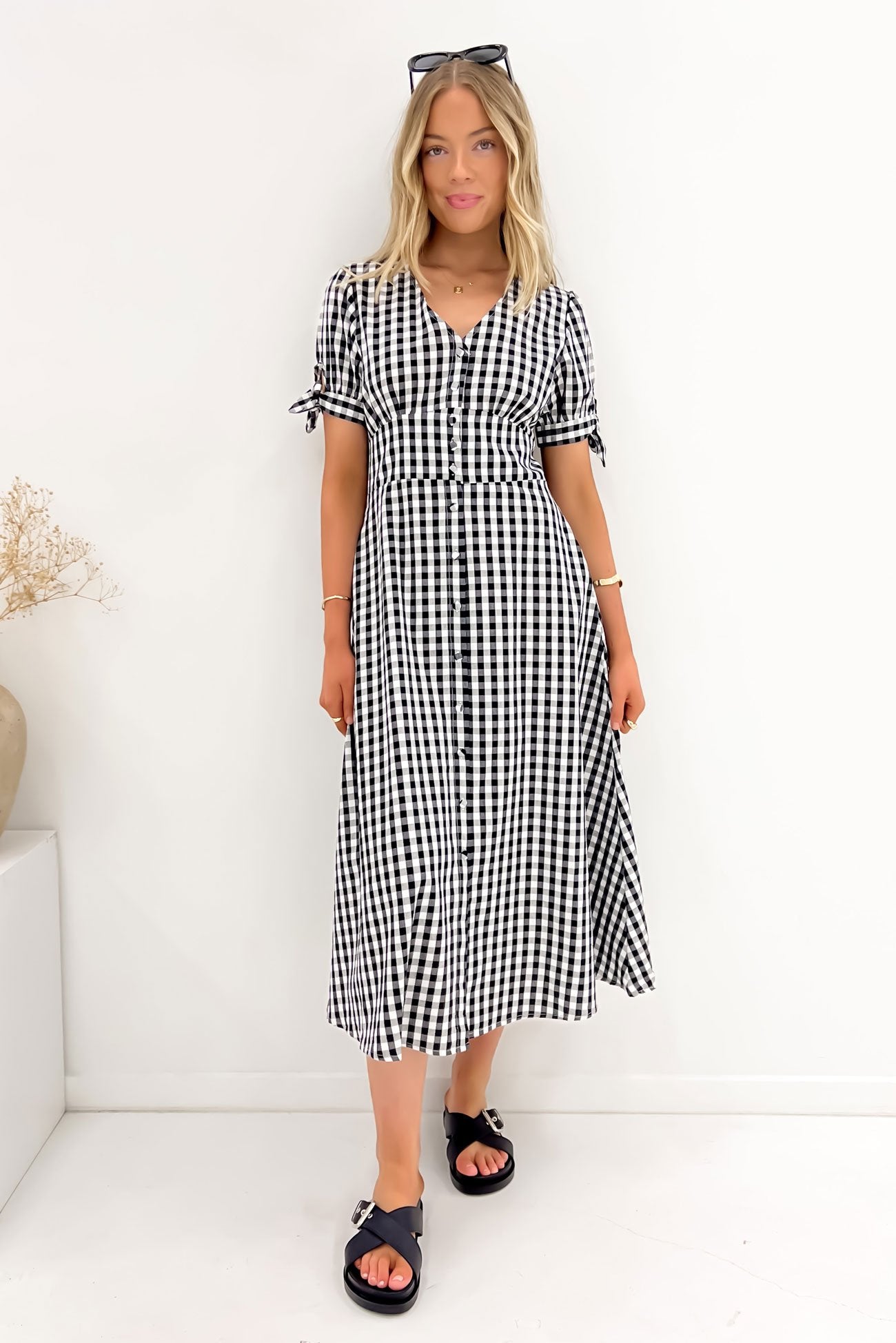 Jessa Midi Dress Black Gingham