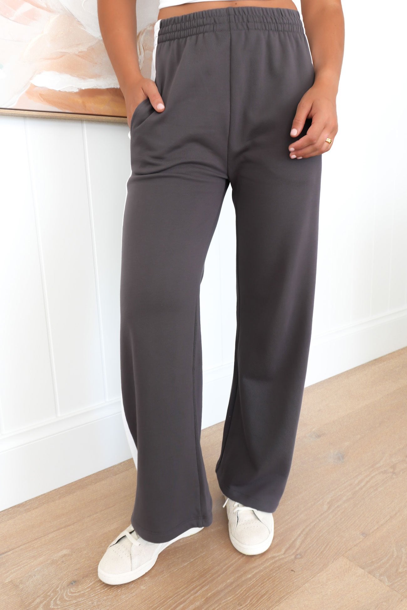 Journey Stripe Trackpant Charcoal