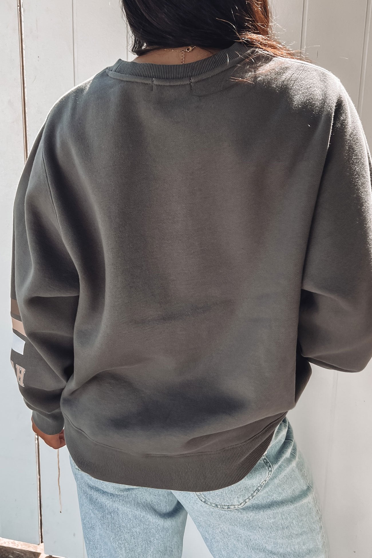 Kendall Oversized Logo Crew Charcoal