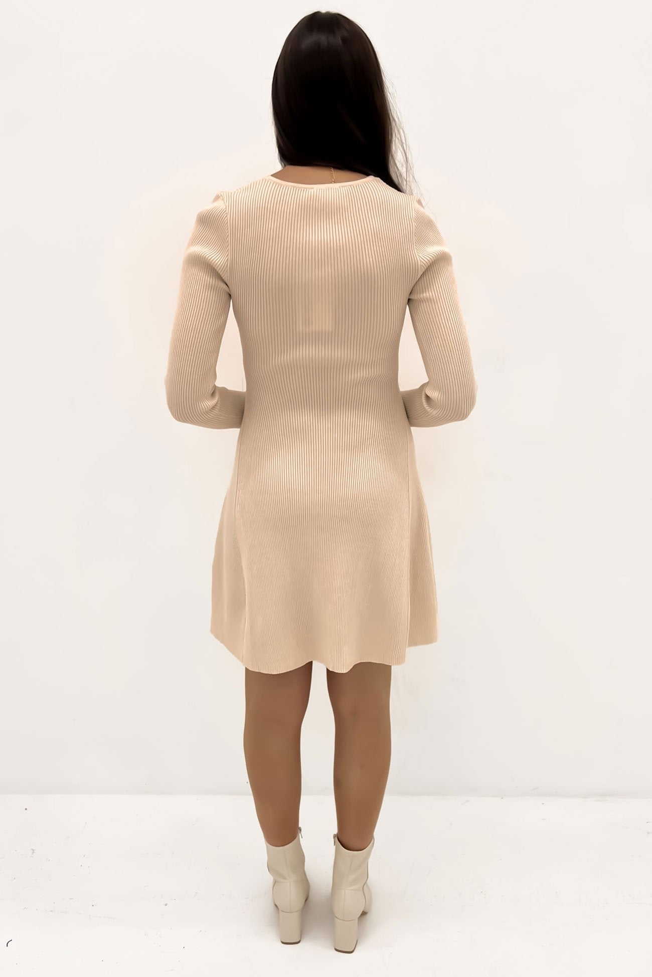 Kiani Rib Knit Mini Dress Cream