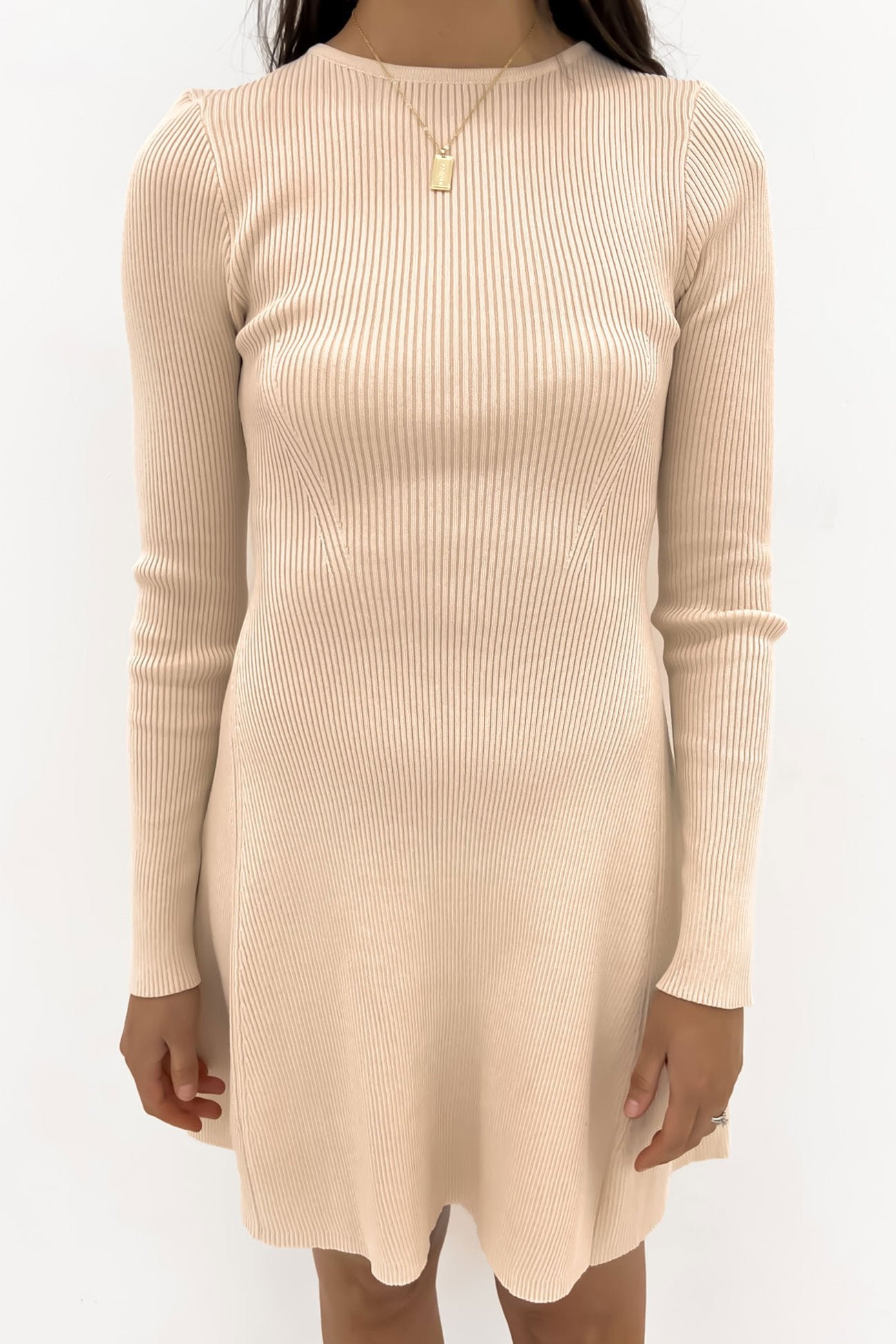 Kiani Rib Knit Mini Dress Cream