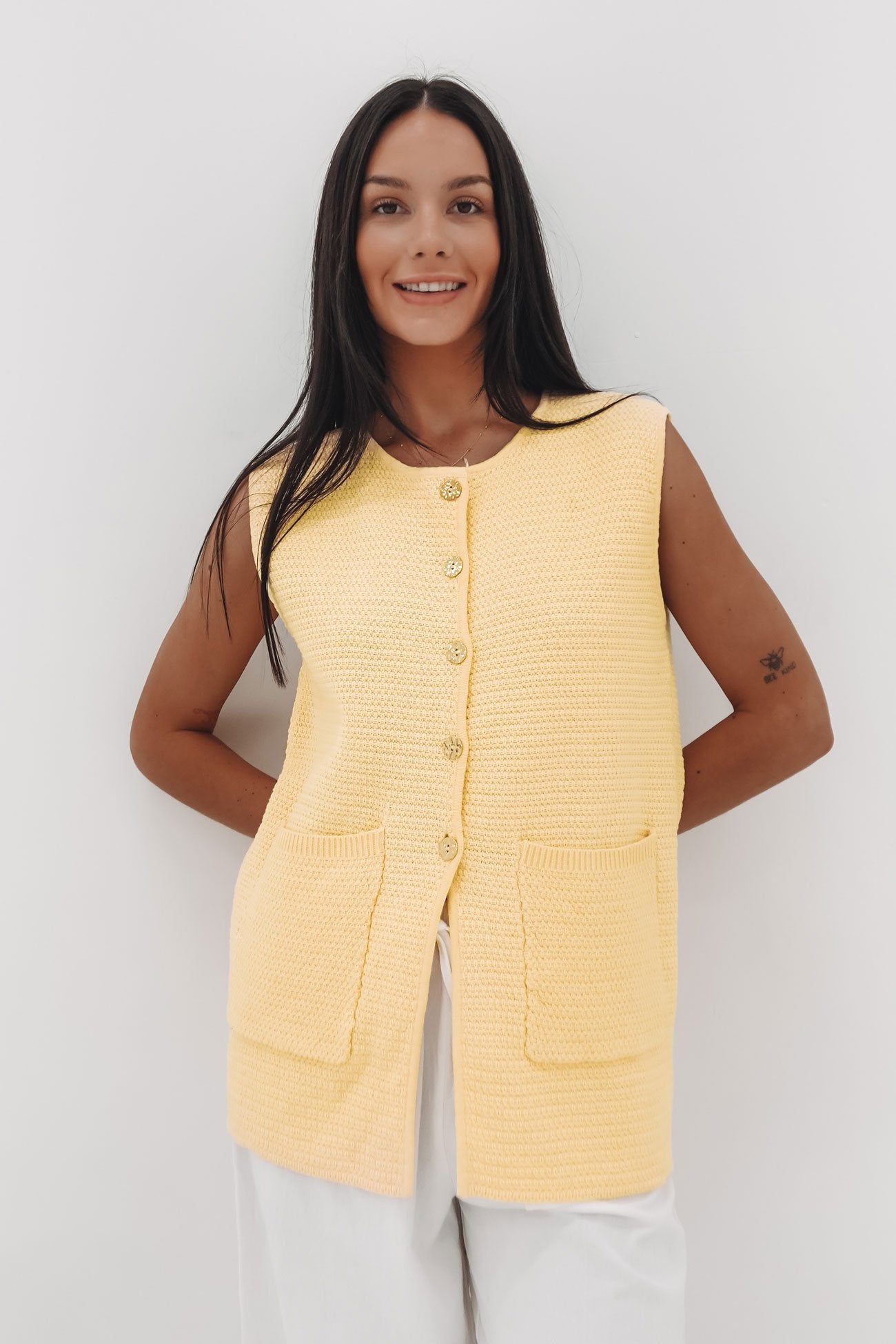 Kiele Knit Vest Yellow