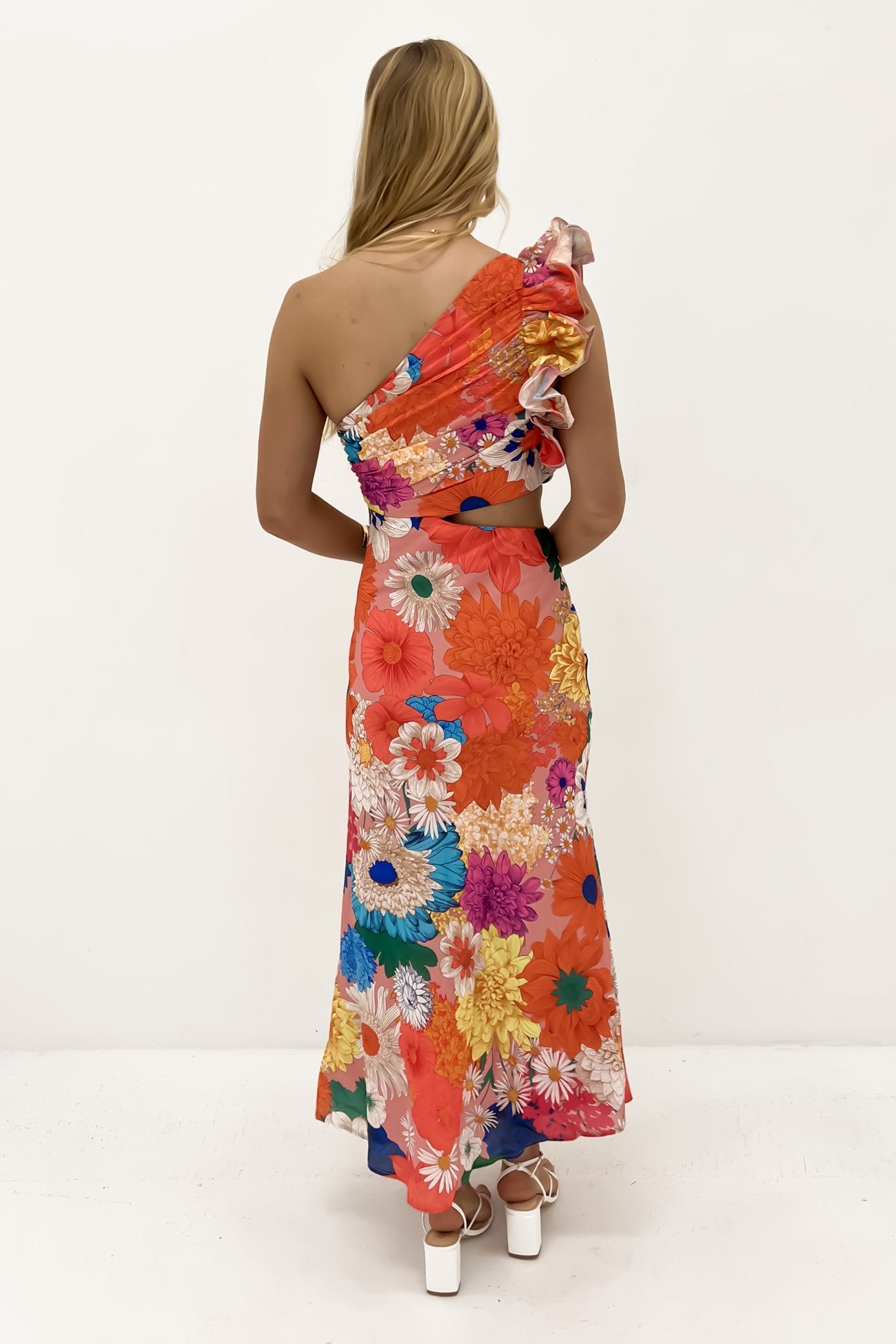 Knox Midi Dress Orange Floral