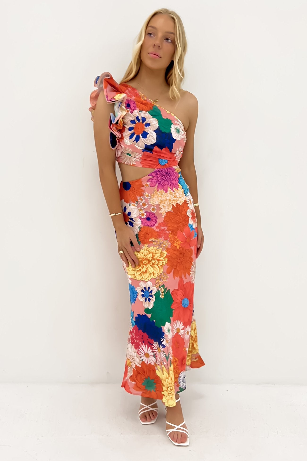 Knox Midi Dress Orange Floral