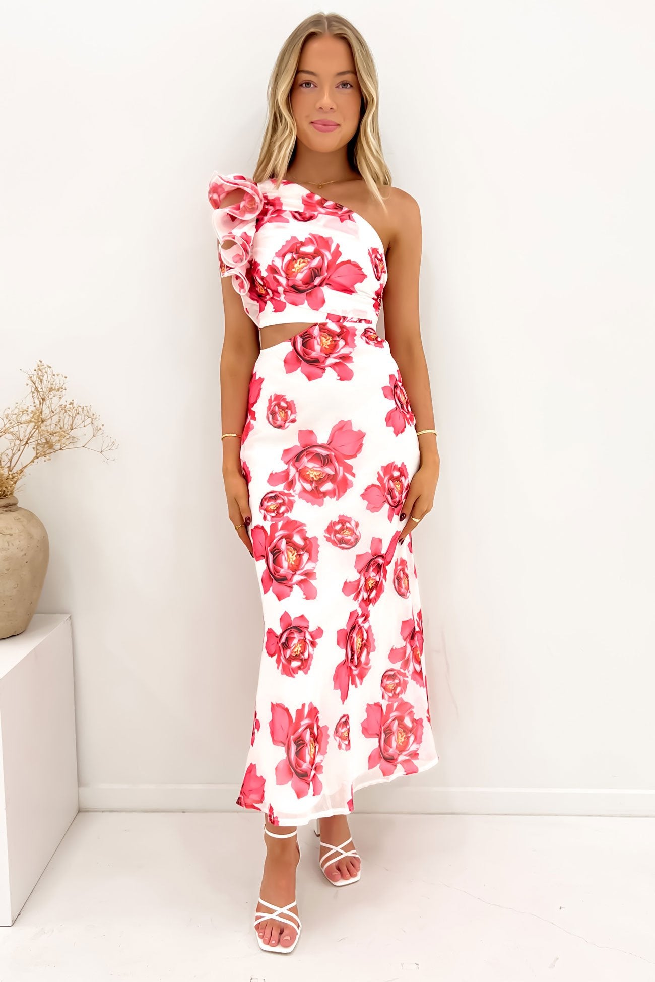 Knox Midi Dress Red Floral