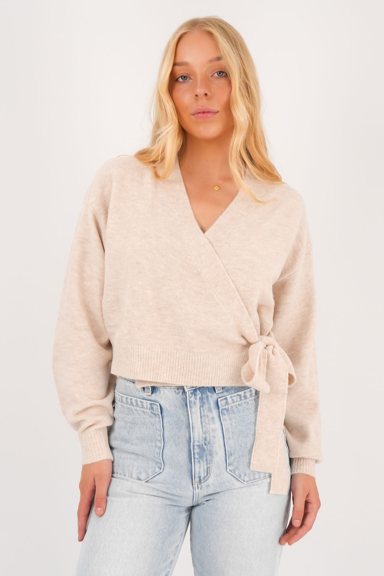 Lexie Wrap Front Knit Natural