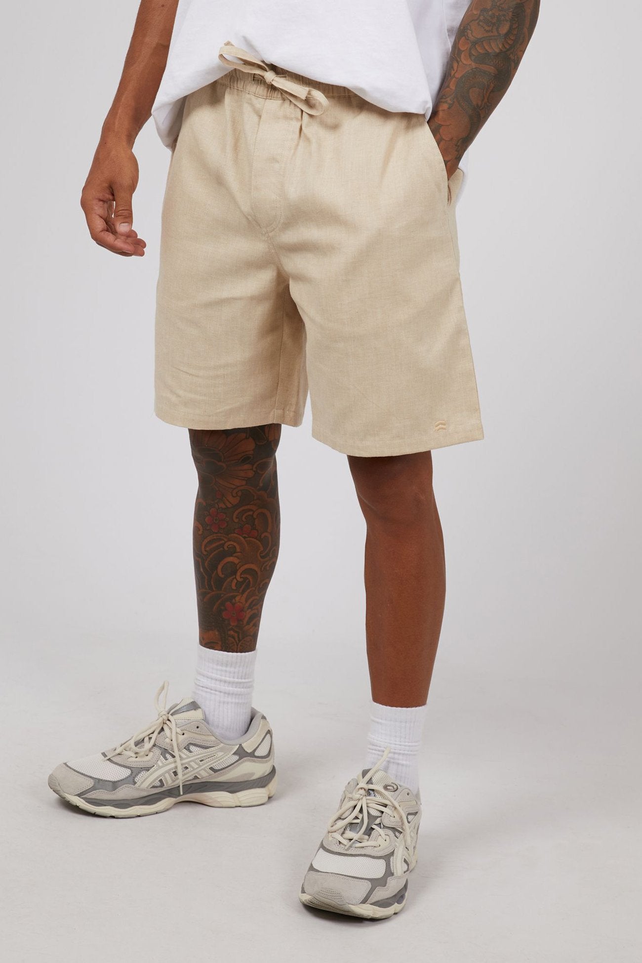 Linen Blend Jogger 17" Oatmeal