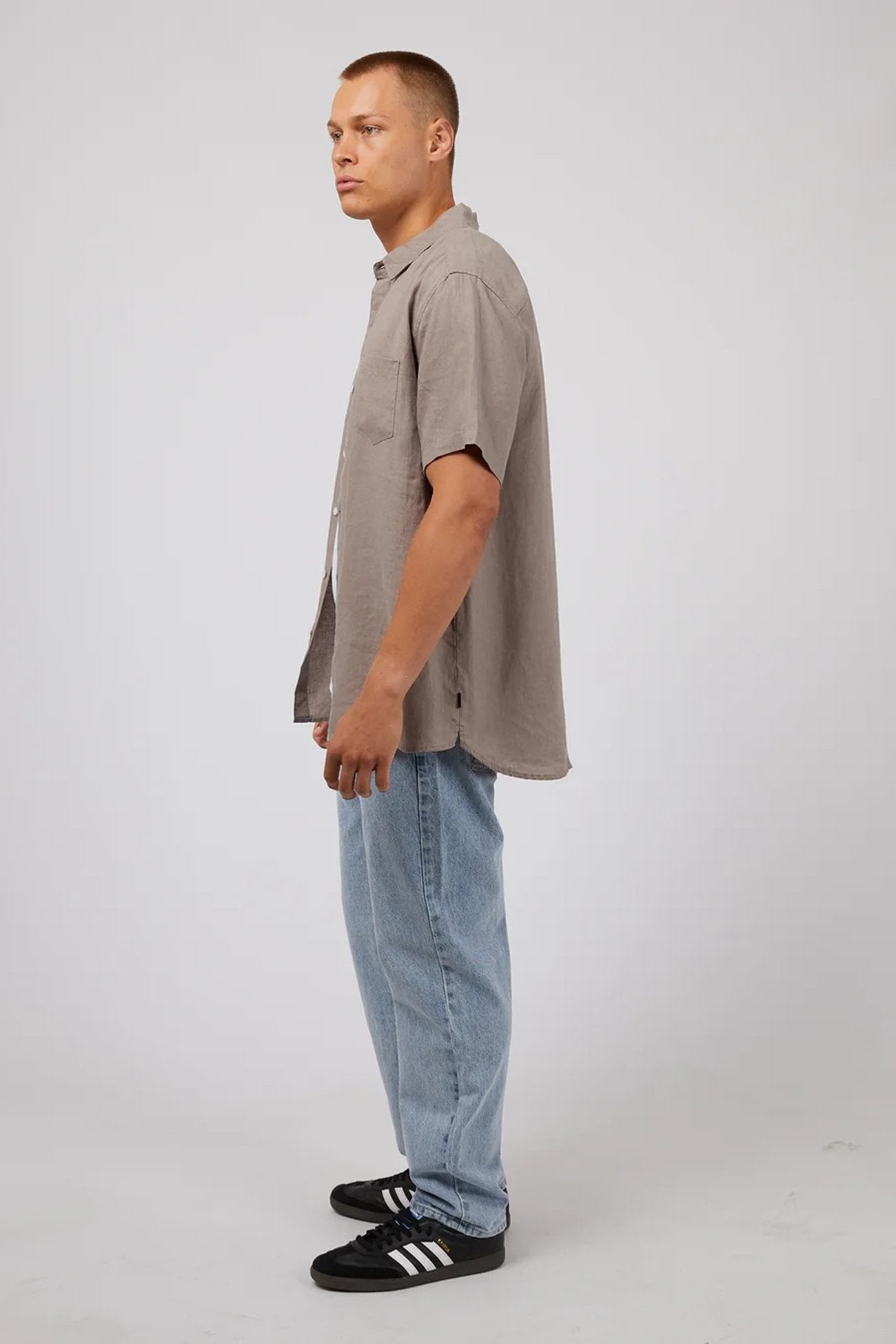 Linen Short Sleeve Shirt Mushroom