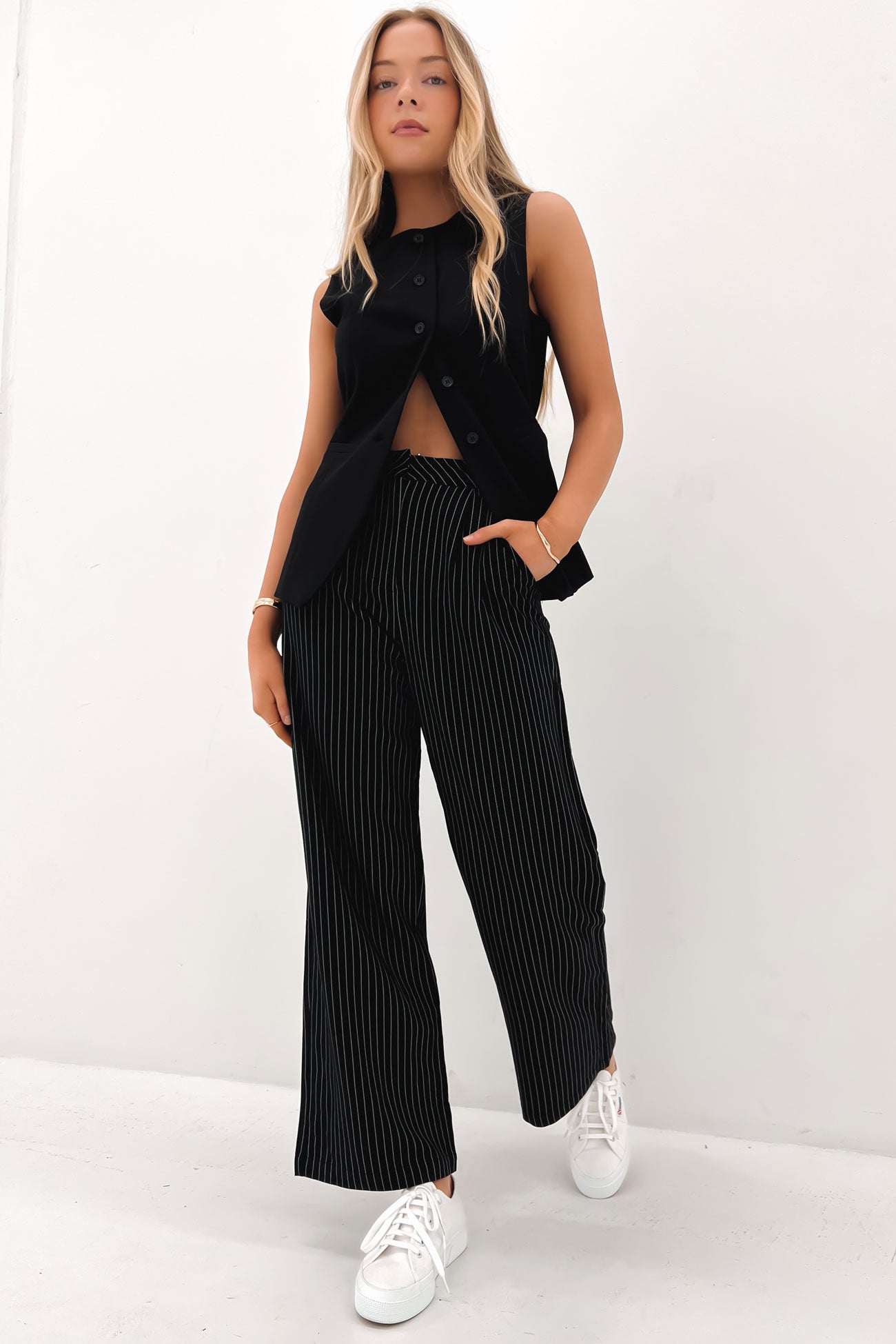 Lucas Pant Black Pinstripe