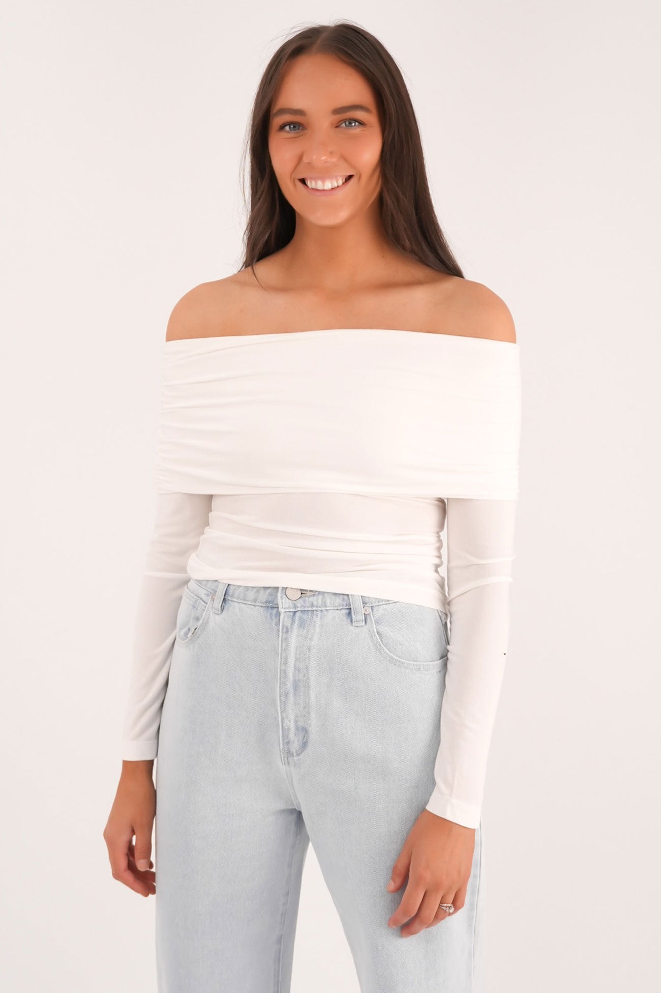 Luxe Off The Shoulder Top Vintage White