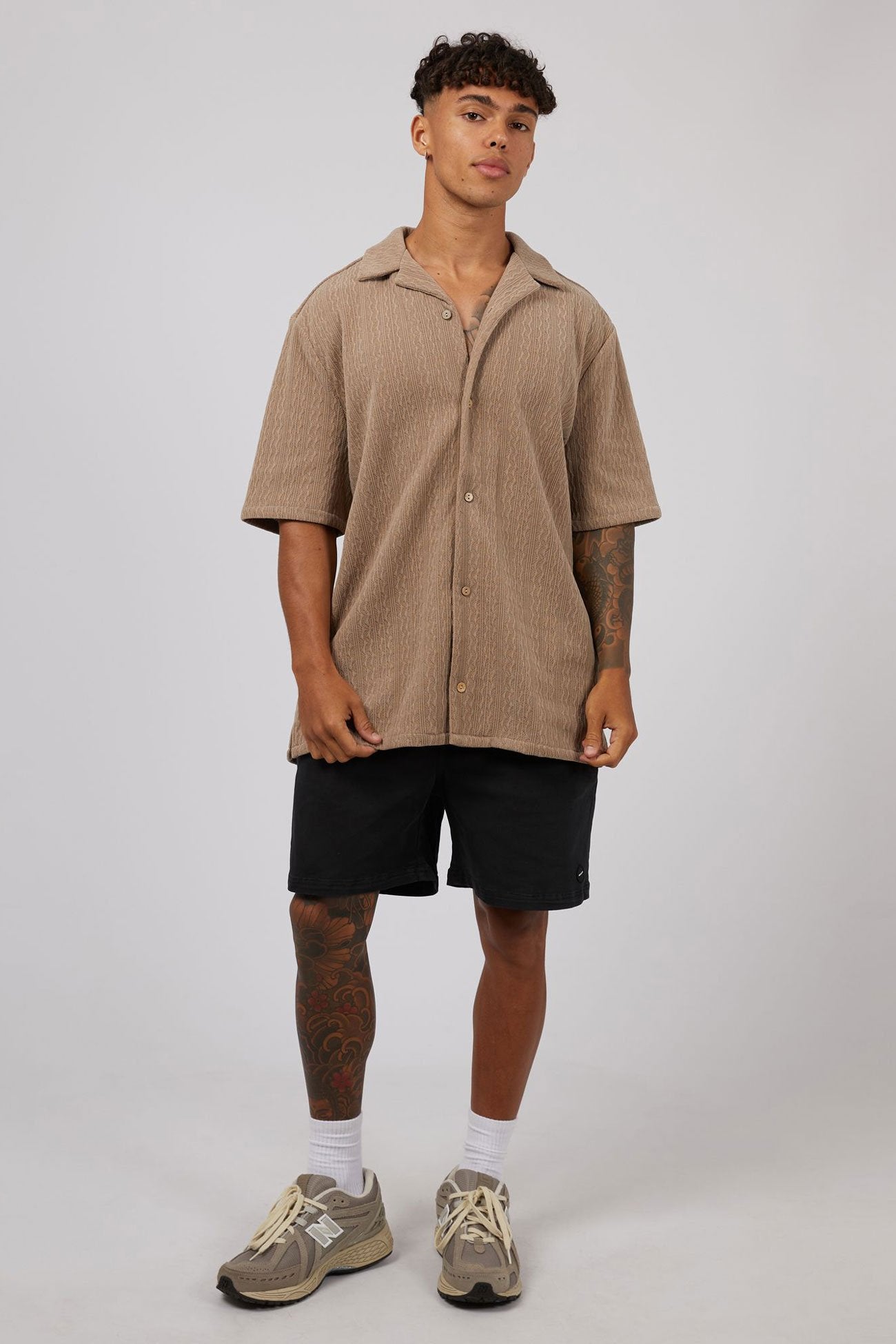 Luxe Short Sleeve Shirt Taupe