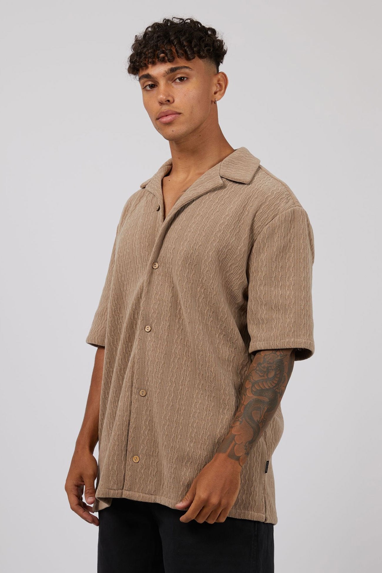 Luxe Short Sleeve Shirt Taupe