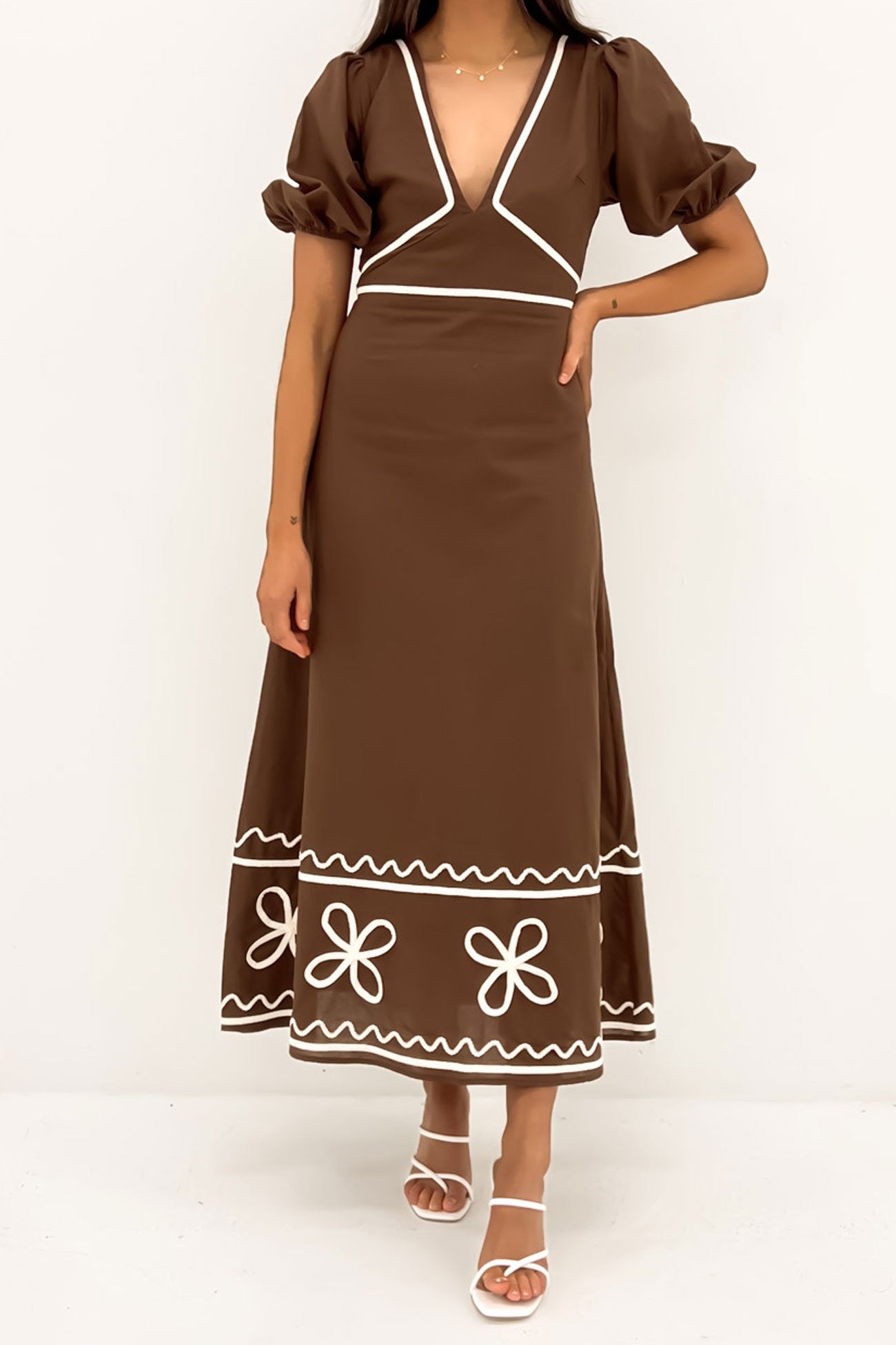 Maggie Maxi Dress Brown Beige