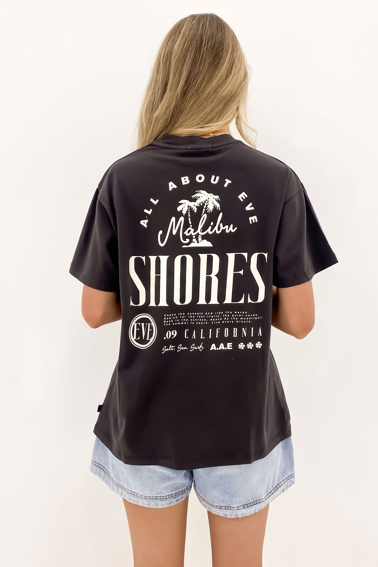 Malibu Shores Oversized Tee Washed Black