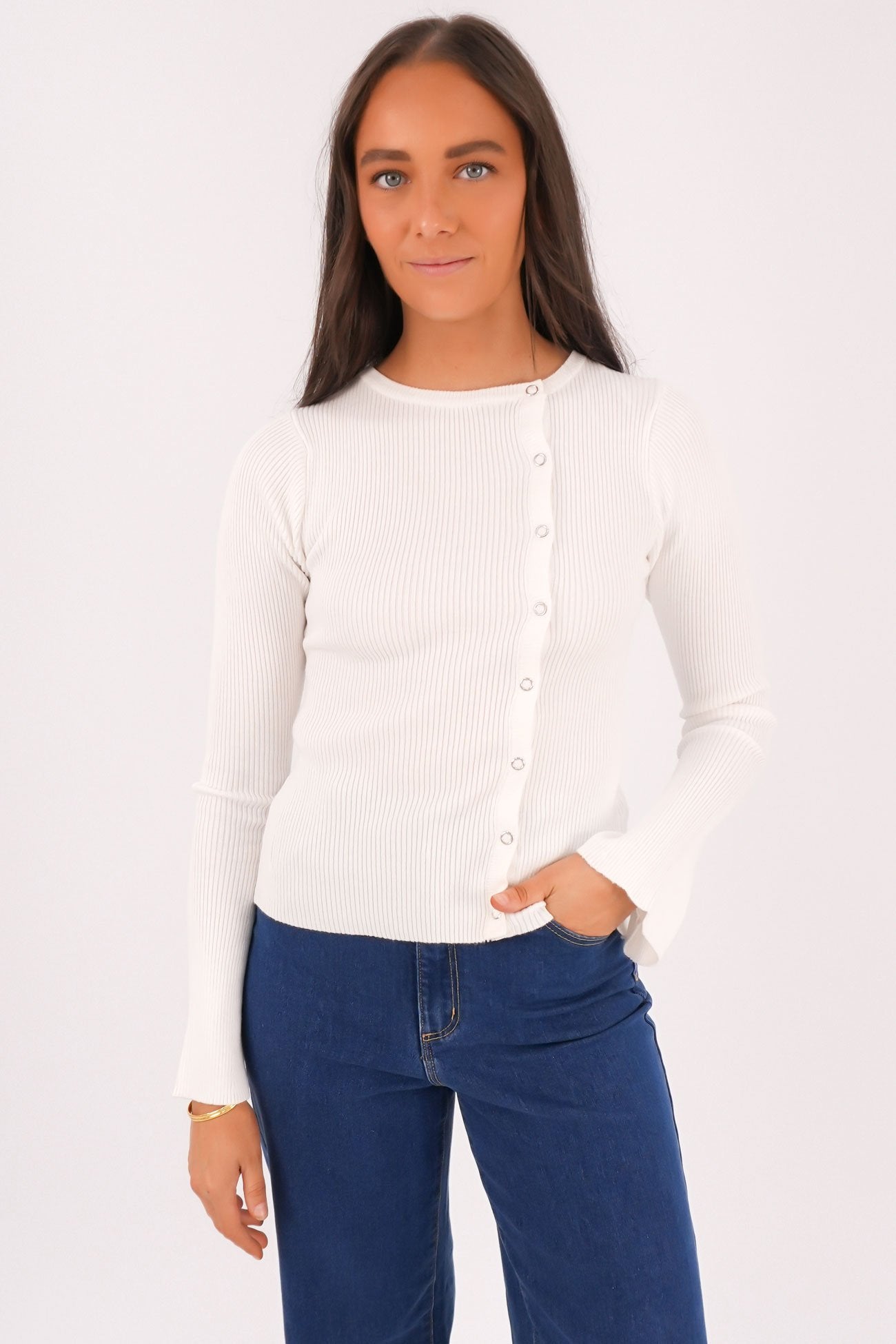 Marleigh Knit Long Sleeve White