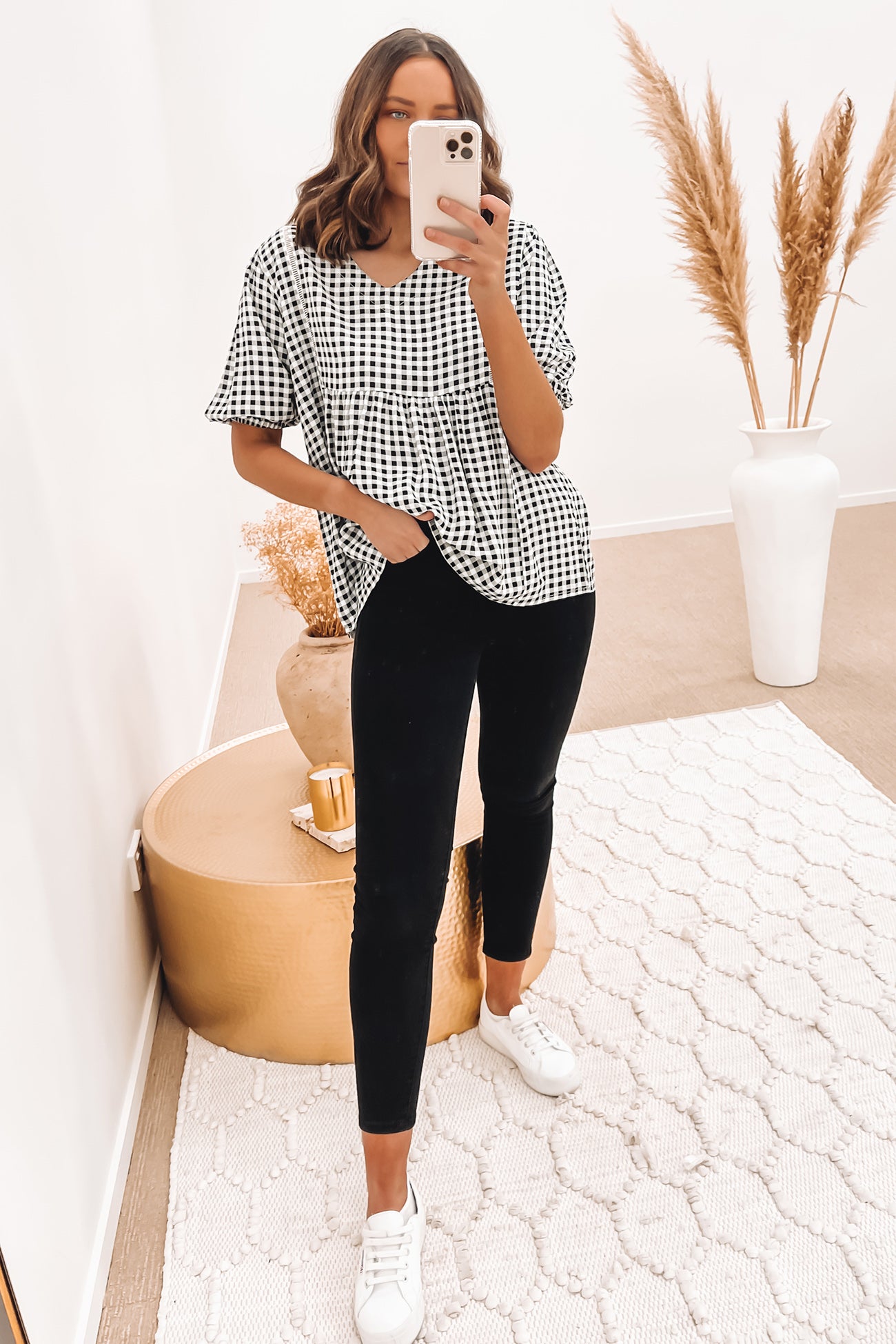 Micah Top Black Gingham