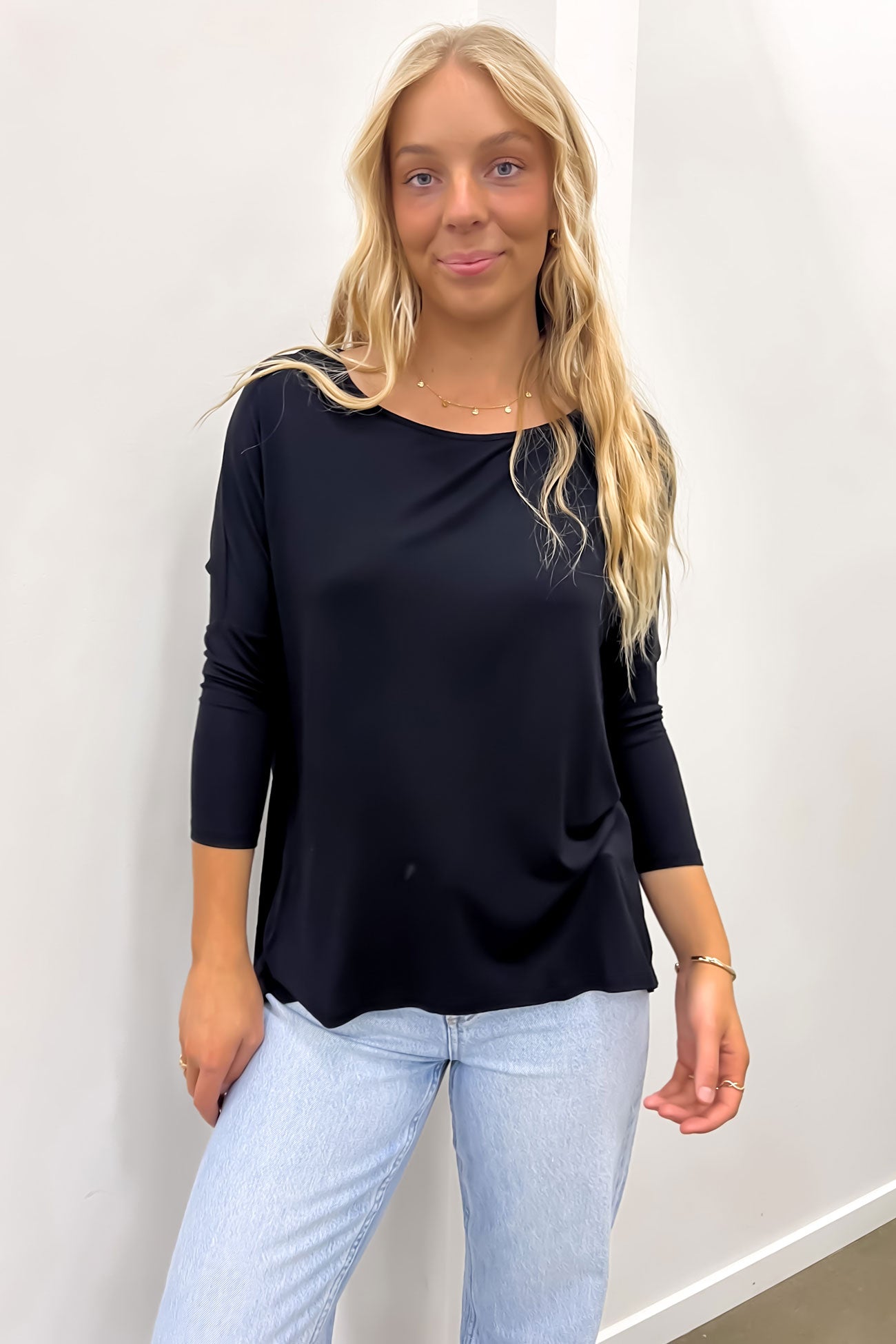 Milan 3/4 Sleeve Top Black