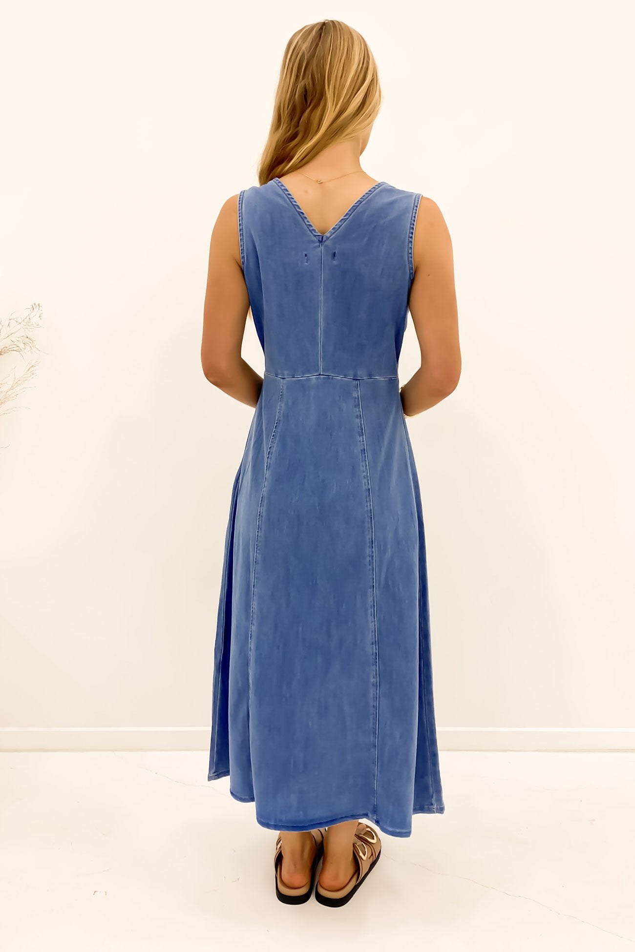 Miley Denim Midi Dress Mid Blue