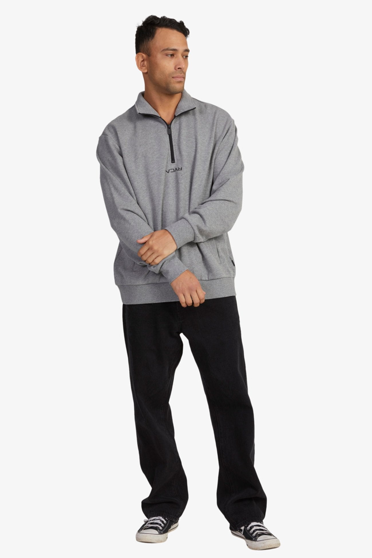 Mini Flipped Half Zip Grey Marle