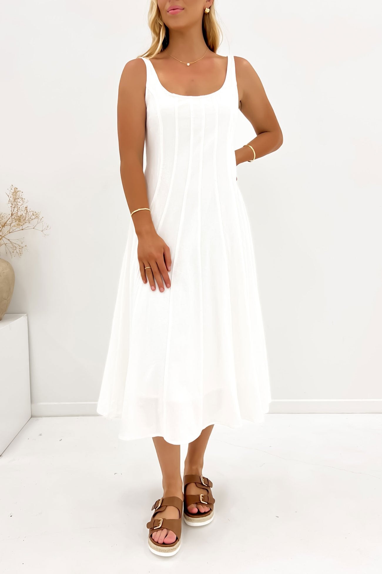 Mira Midi Dress White