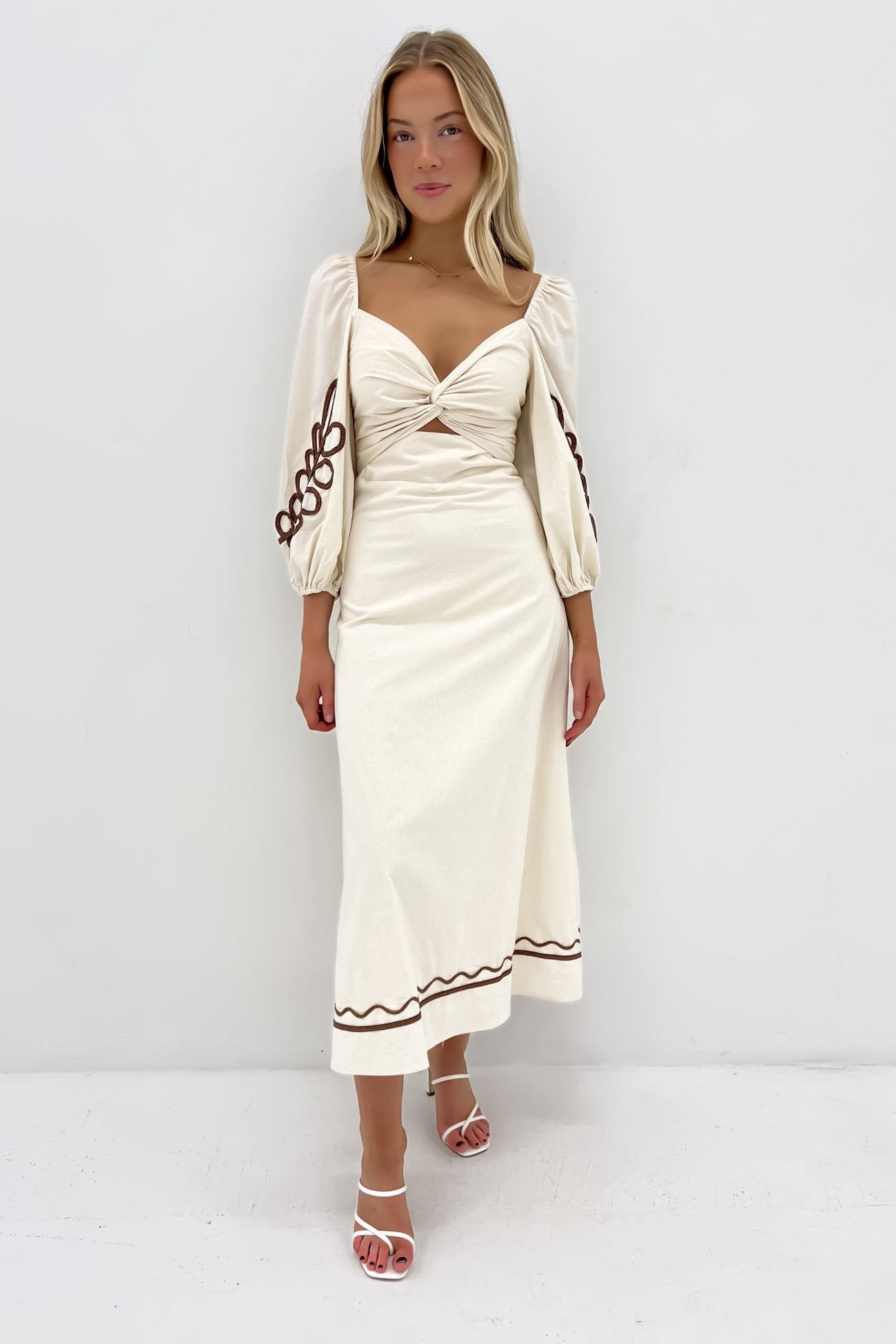 Molly Midi Dress Beige Brown