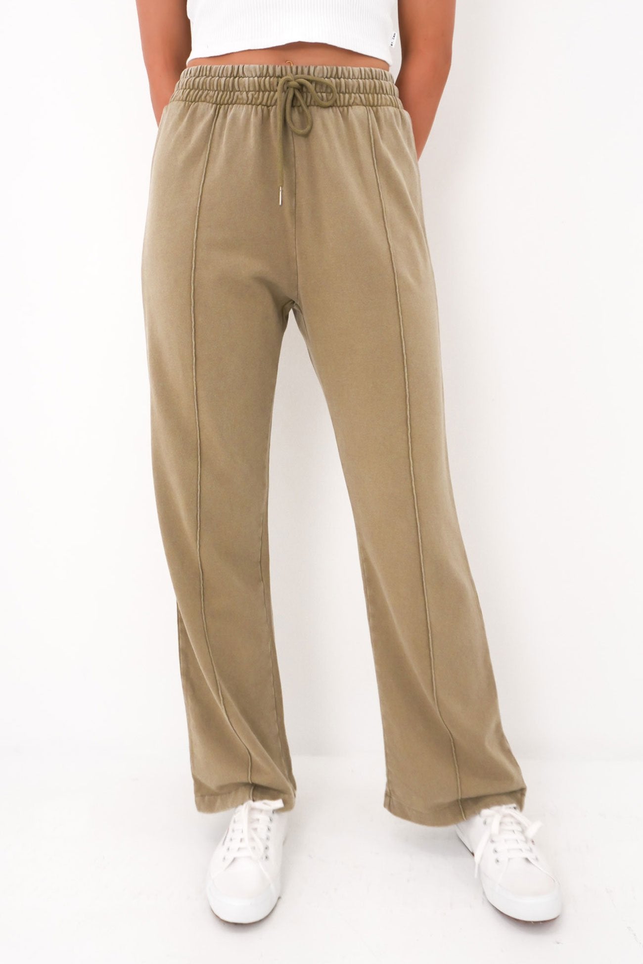 Nara Wide Leg Trackpant Olive