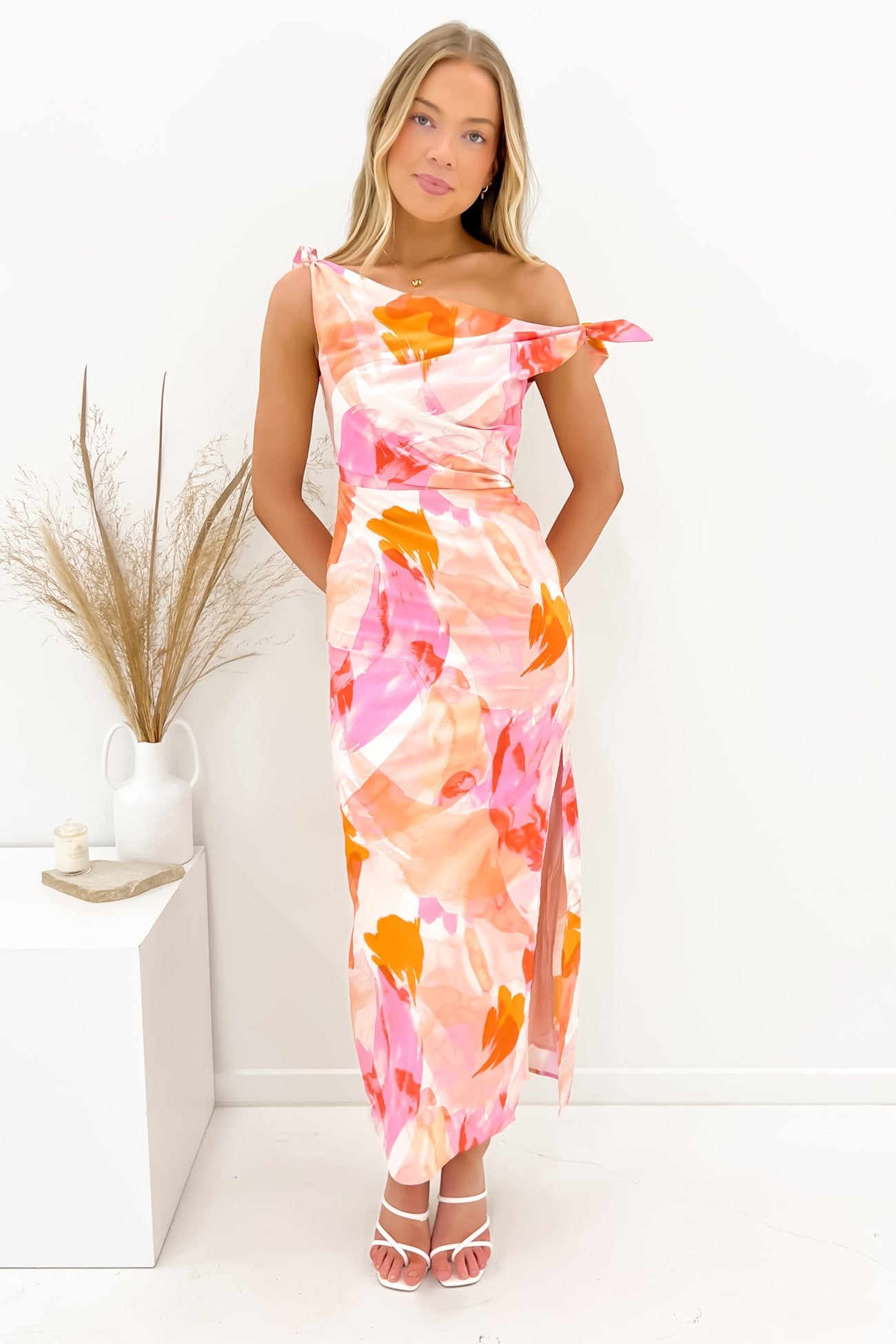 Neela Maxi Dress Pink Watercolour