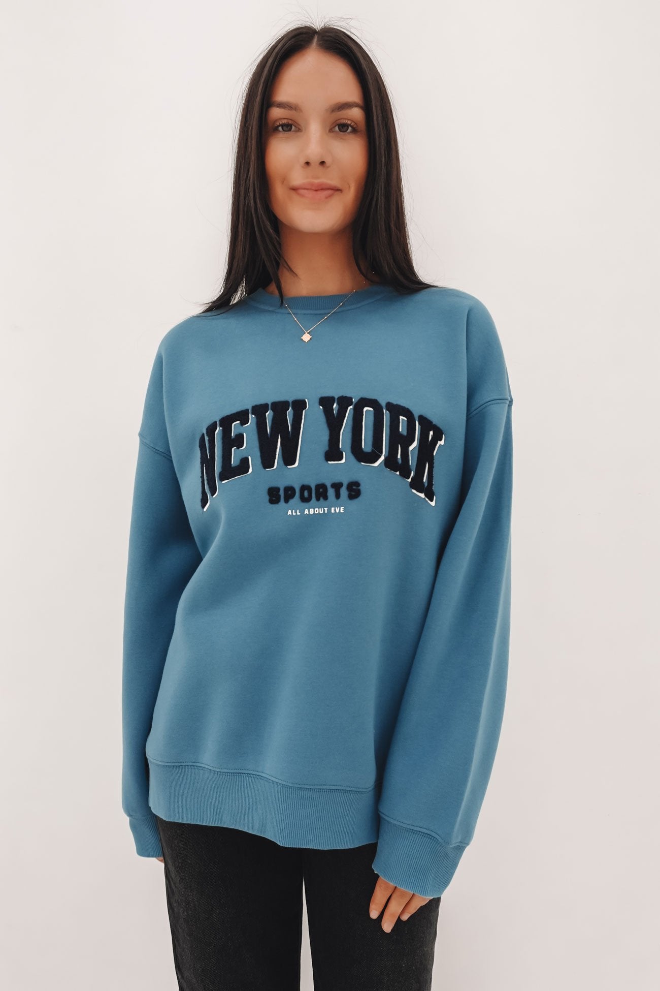 New York Oversized Crew Blue