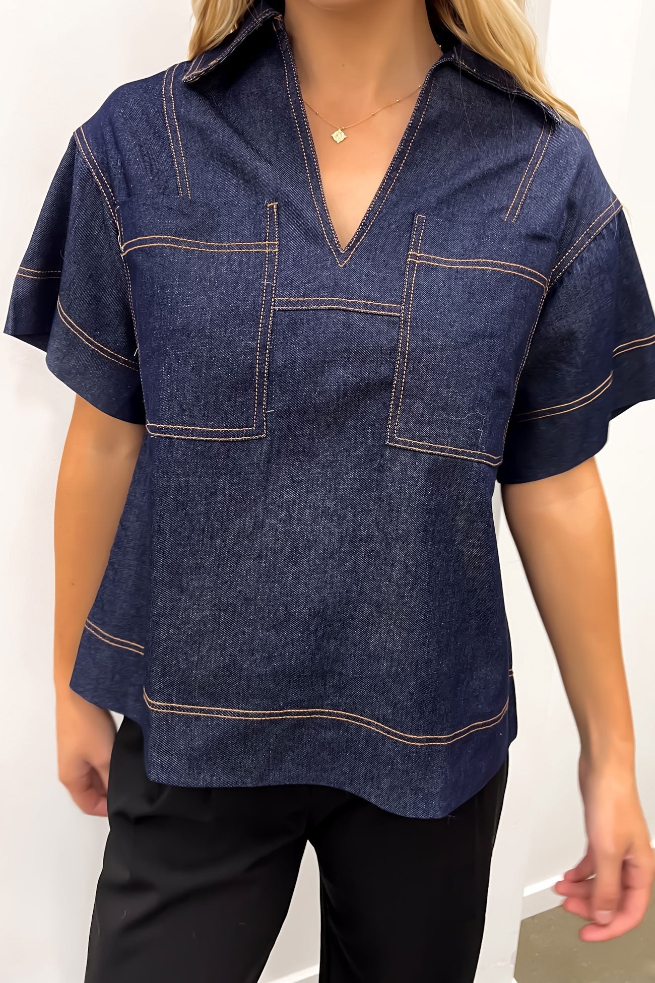 Nick Denim Top Dark Blue